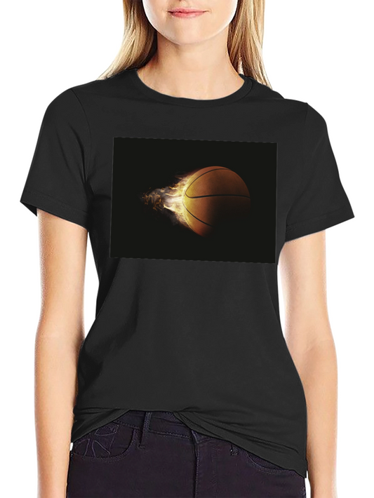 Flaming Basketball Graphic Tee - Cool Sporty Design