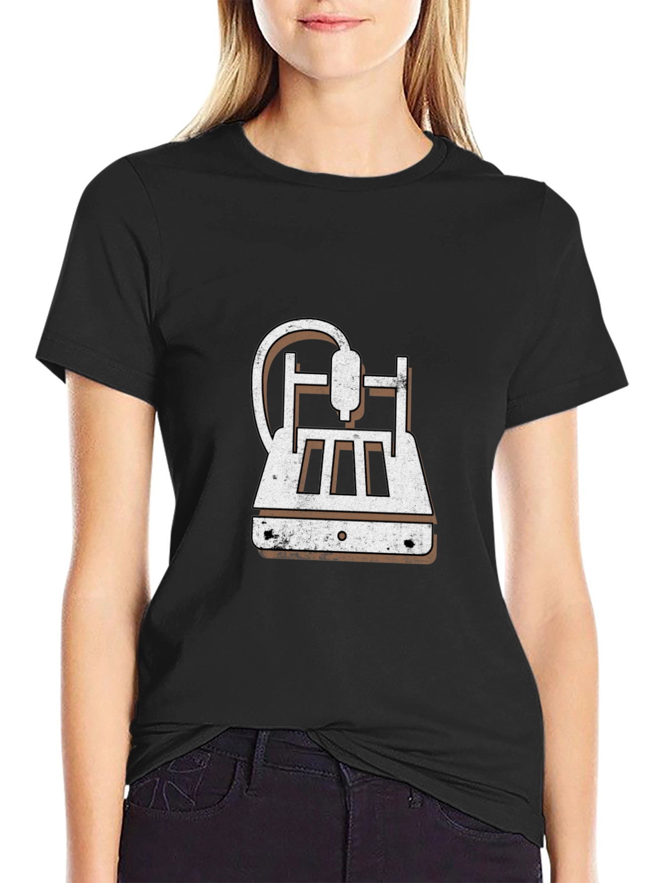 3D Printer Graphic Tee - Black Cotton Blend