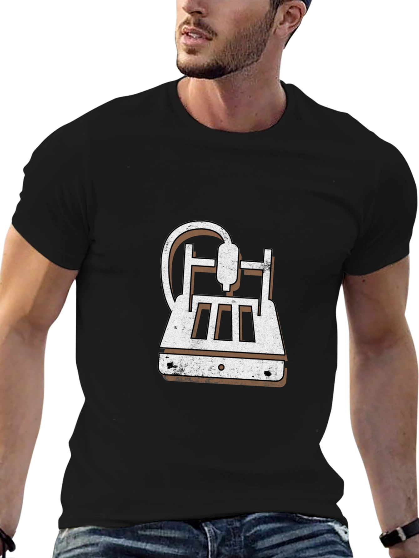 3D Printer Graphic Tee - Black Cotton Blend