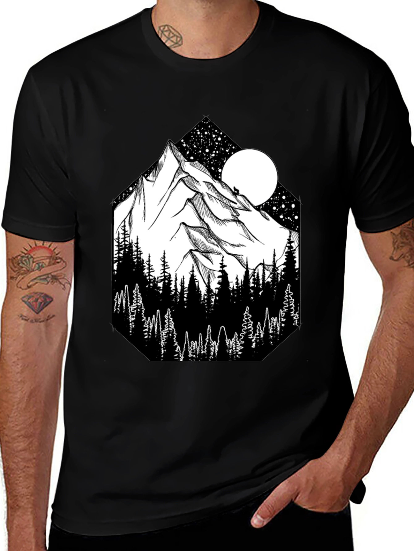 Mountainscape Graphic Tee - Black