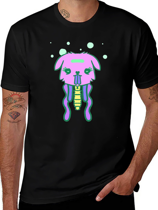 Black T-Shirt with Funky Jellyfish Bunny Design