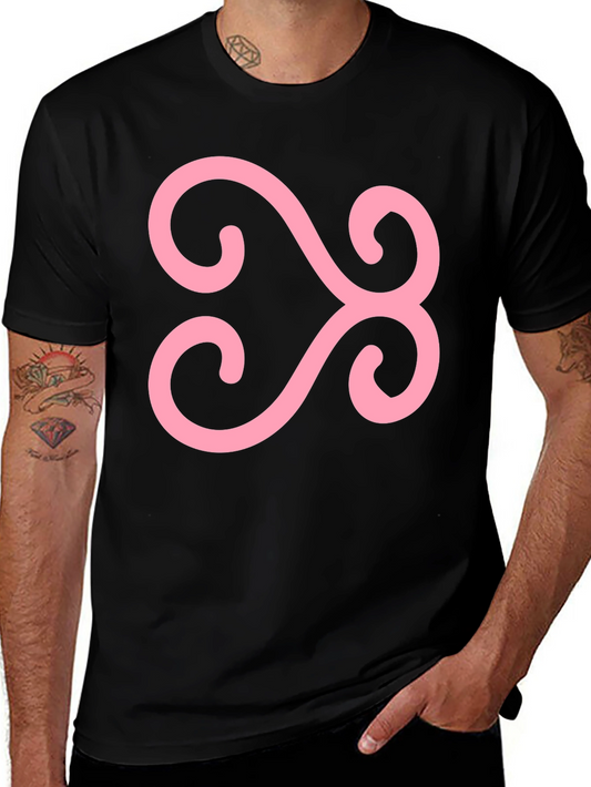 Black T-Shirt with Pink Adinkra Symbol