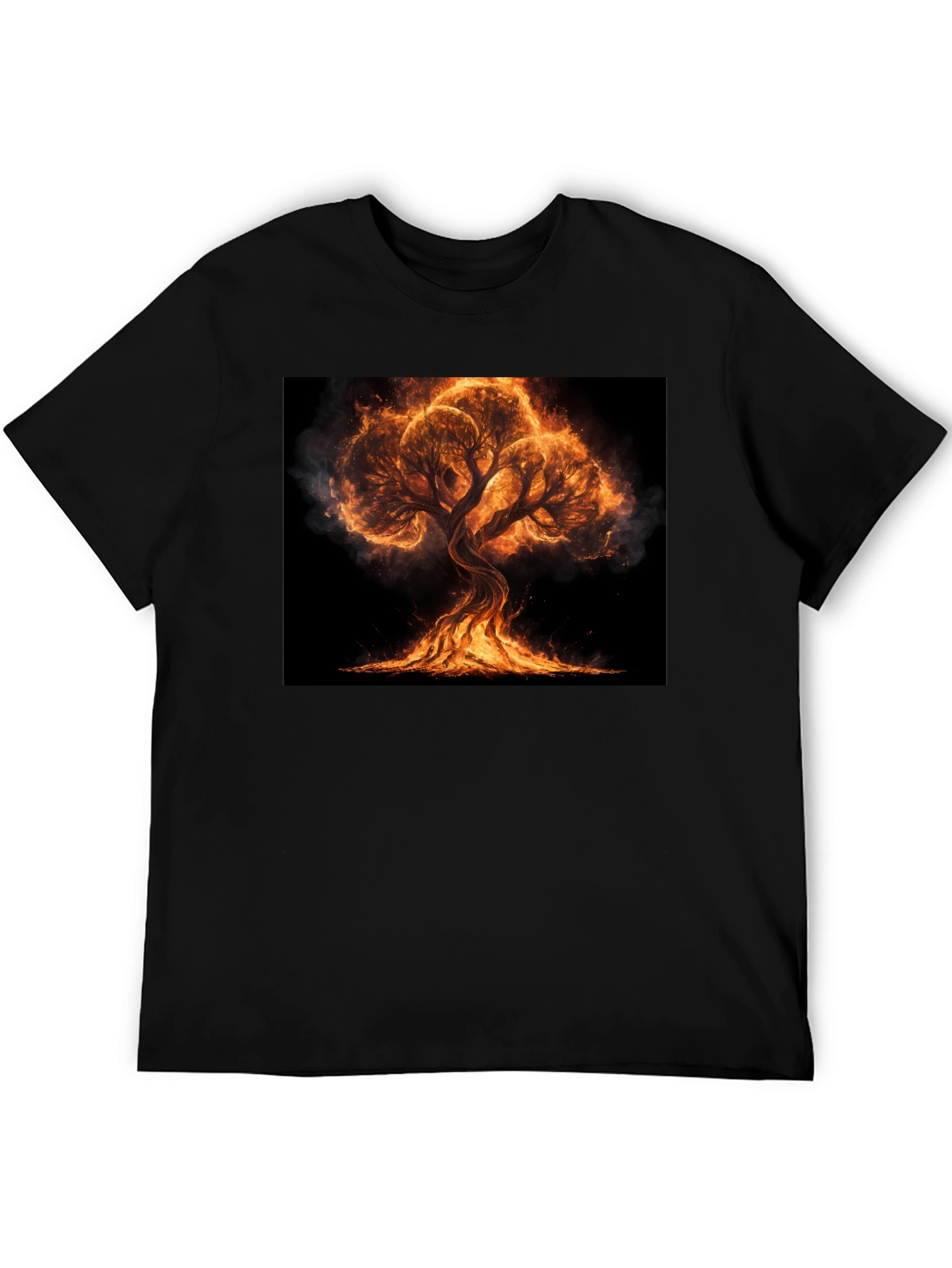 Fiery Tree Graphic Tee - Black