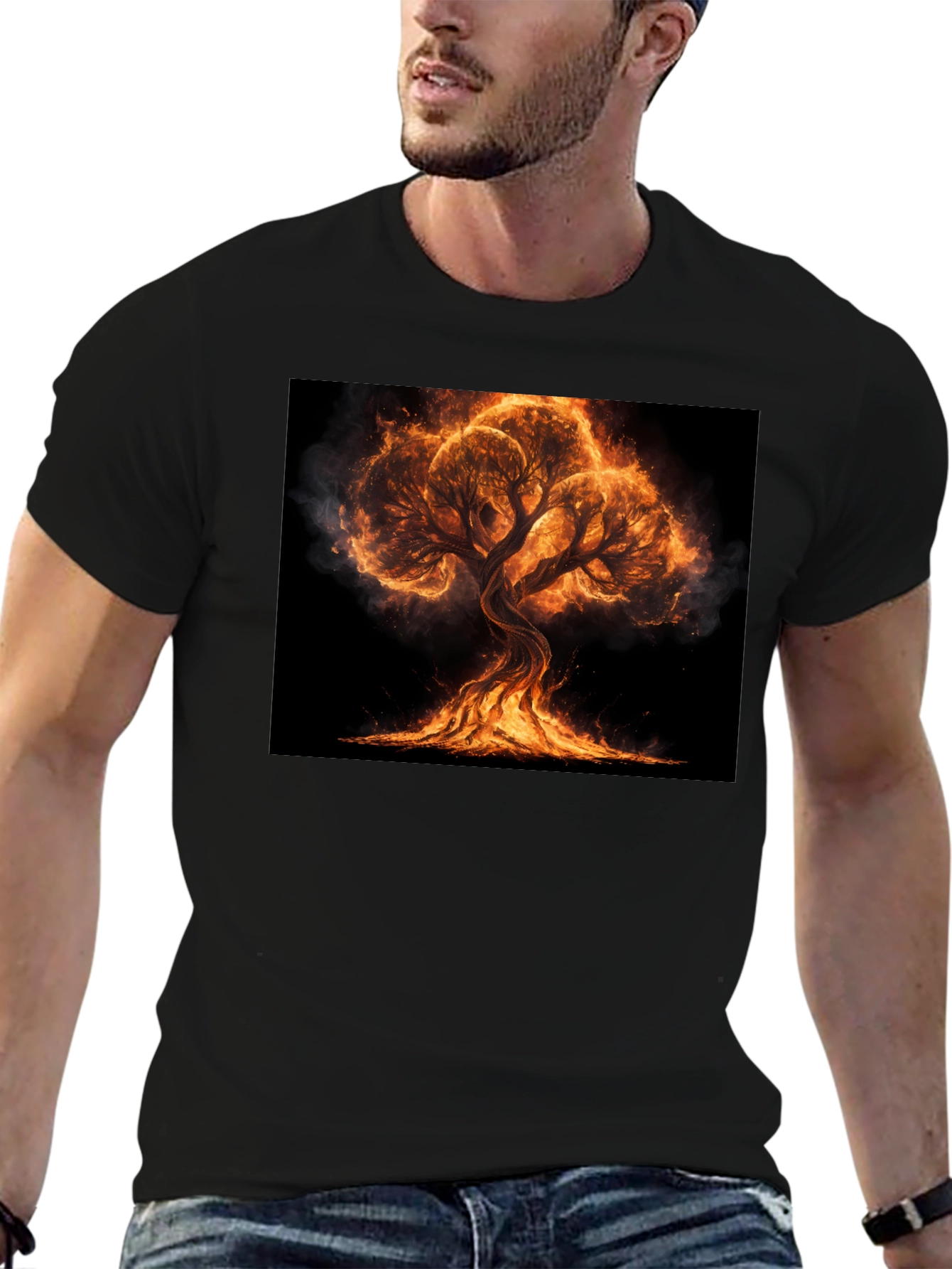 Fiery Tree Graphic Tee - Black