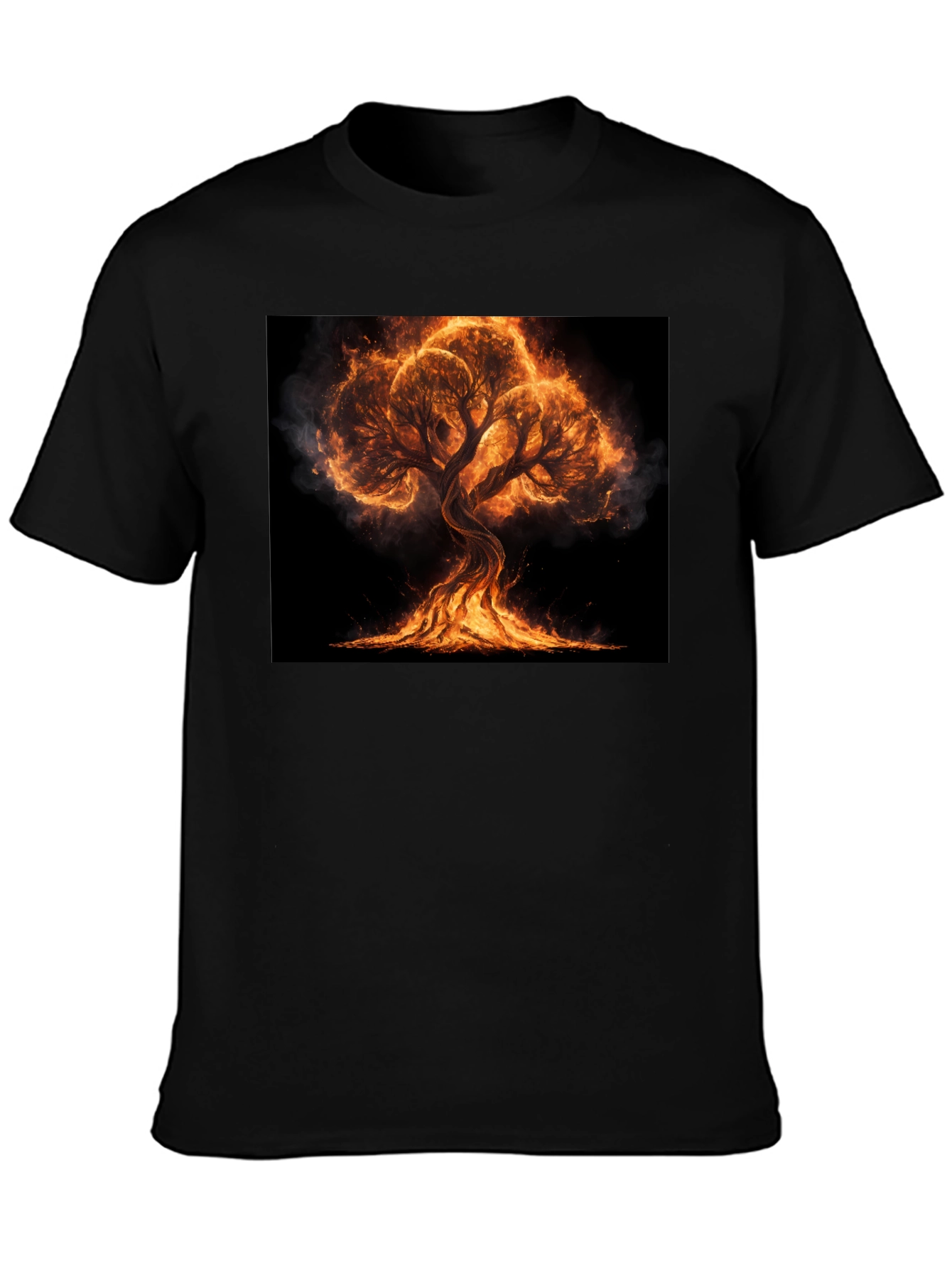 Fiery Tree Graphic Tee - Black