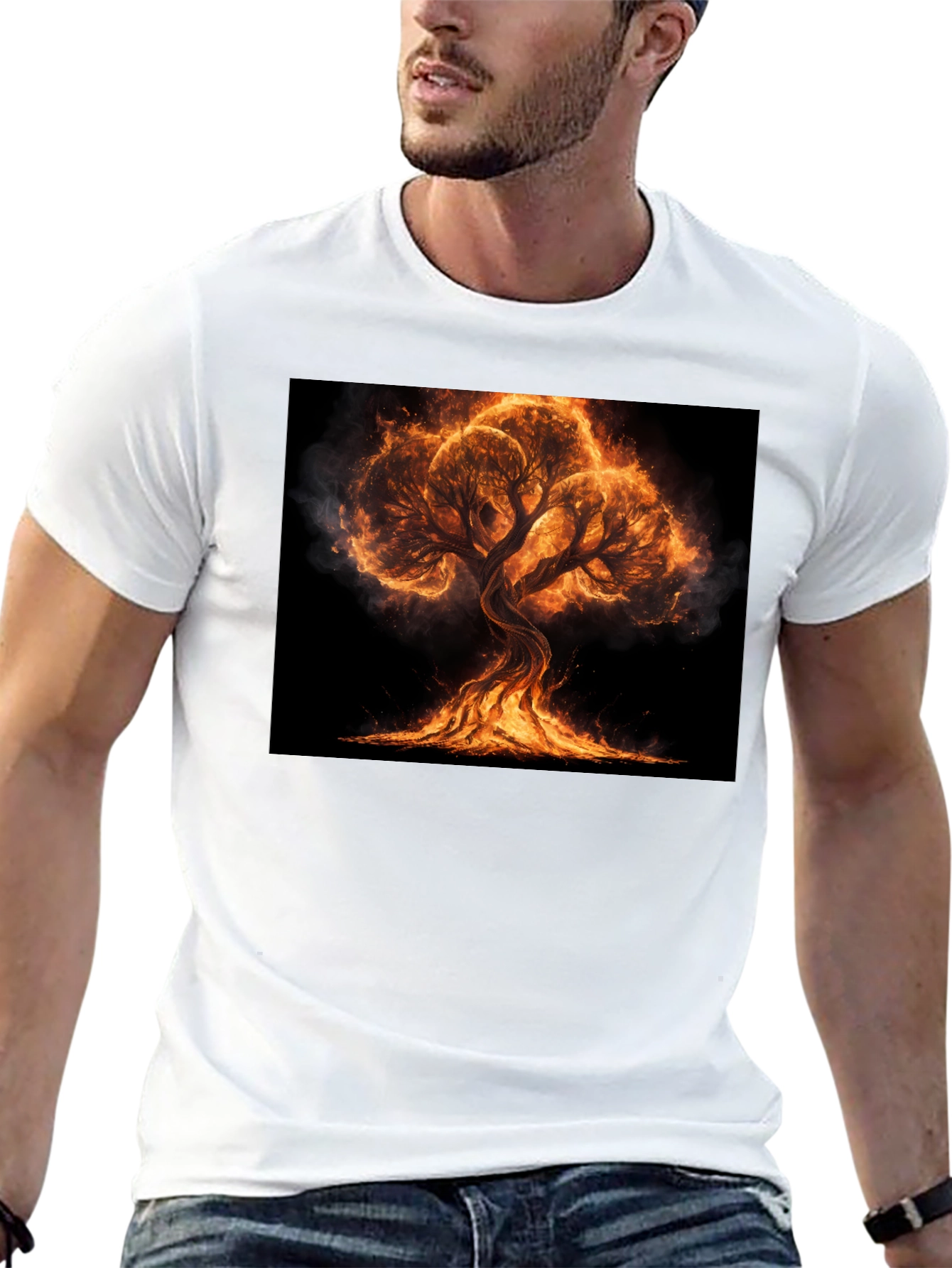 Fiery Tree Graphic Tee - Black