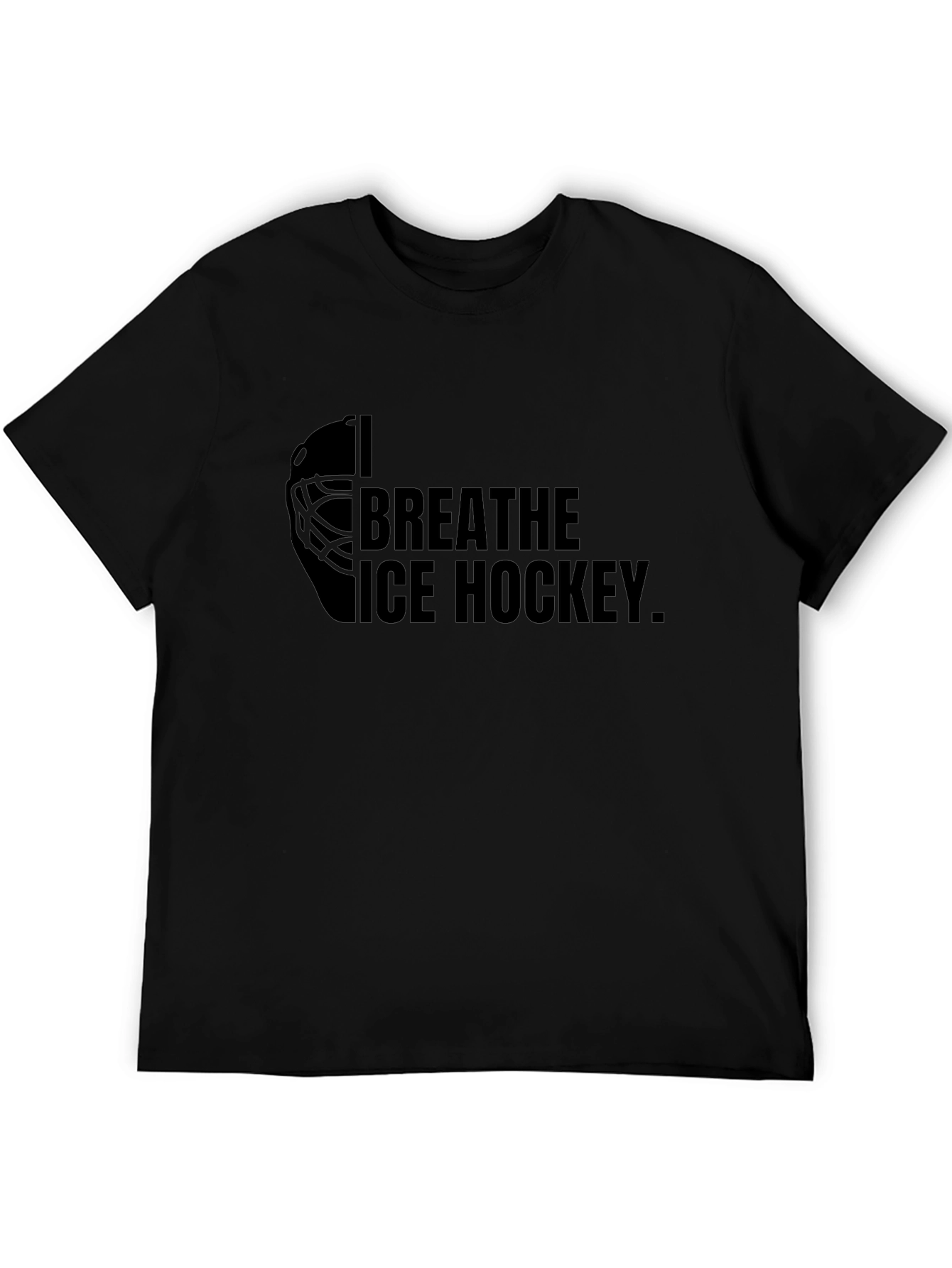 I Breathe Ice Hockey Black Graphic Tee Shirt