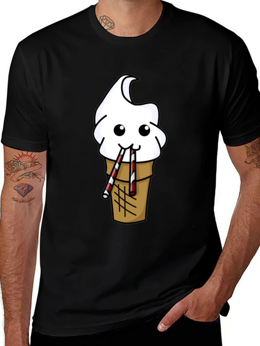 Funny Ice Cream Cone Graphic Tee - Black