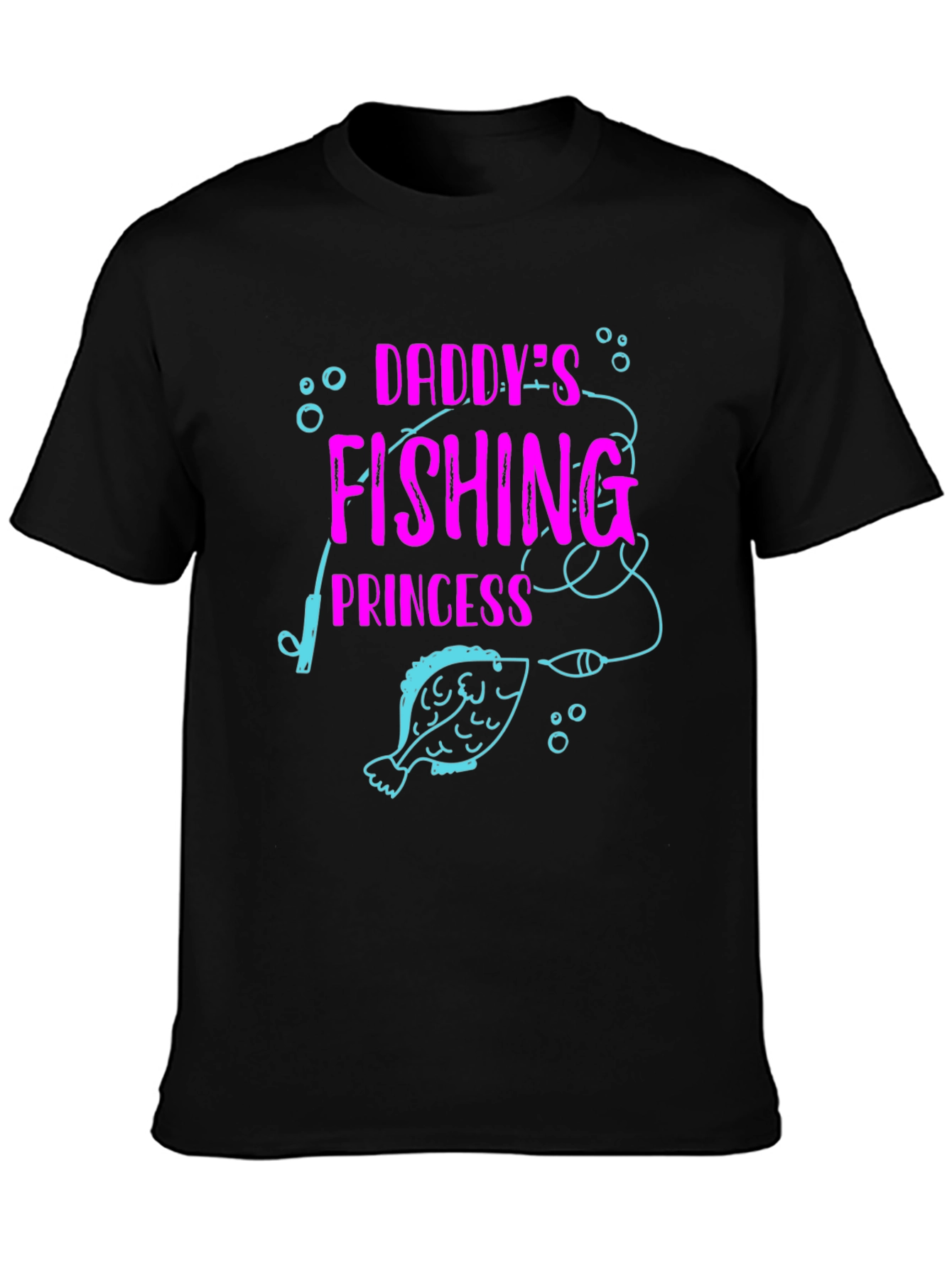 Daddys Fishing Princess Black T-Shirt