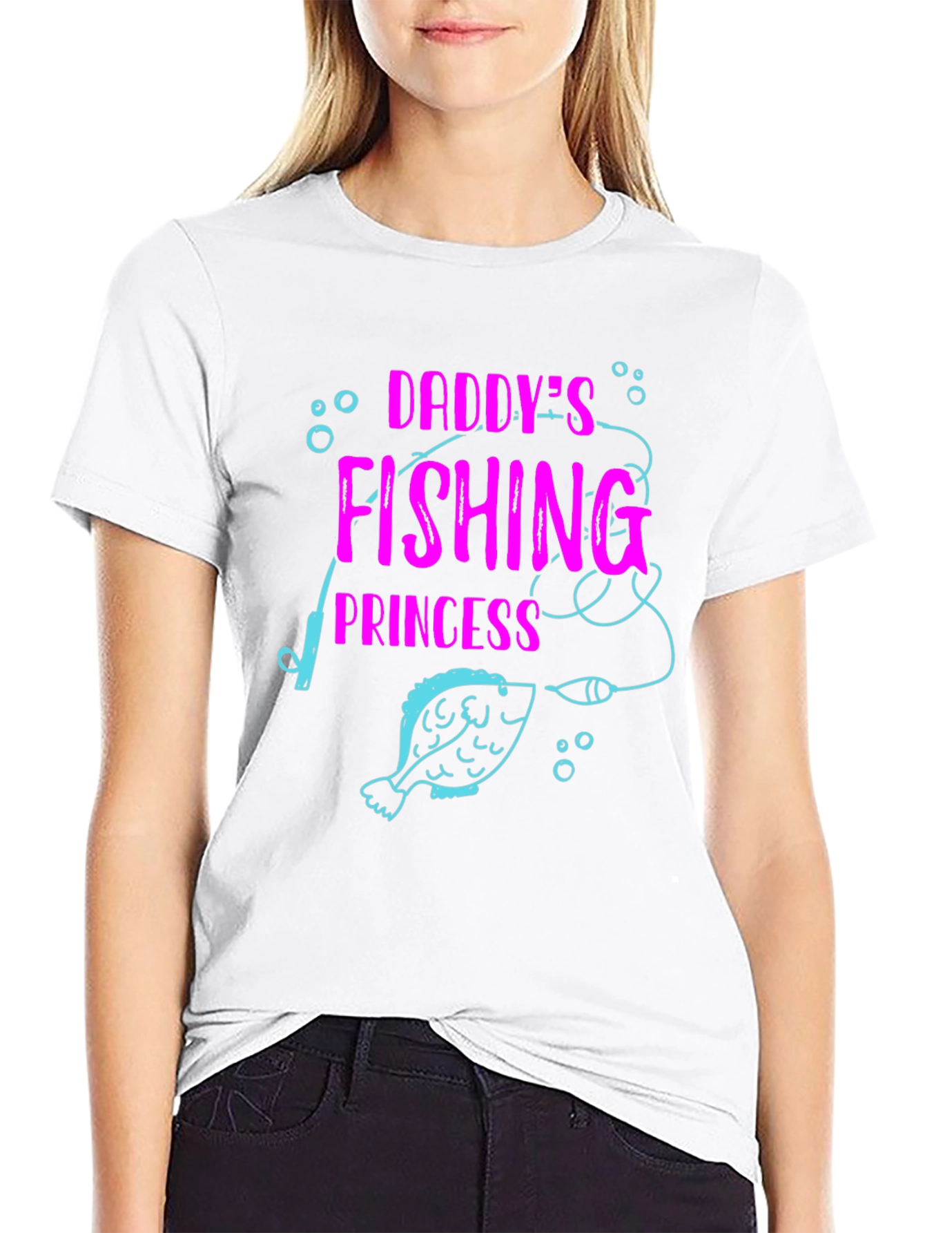 Daddys Fishing Princess Black T-Shirt
