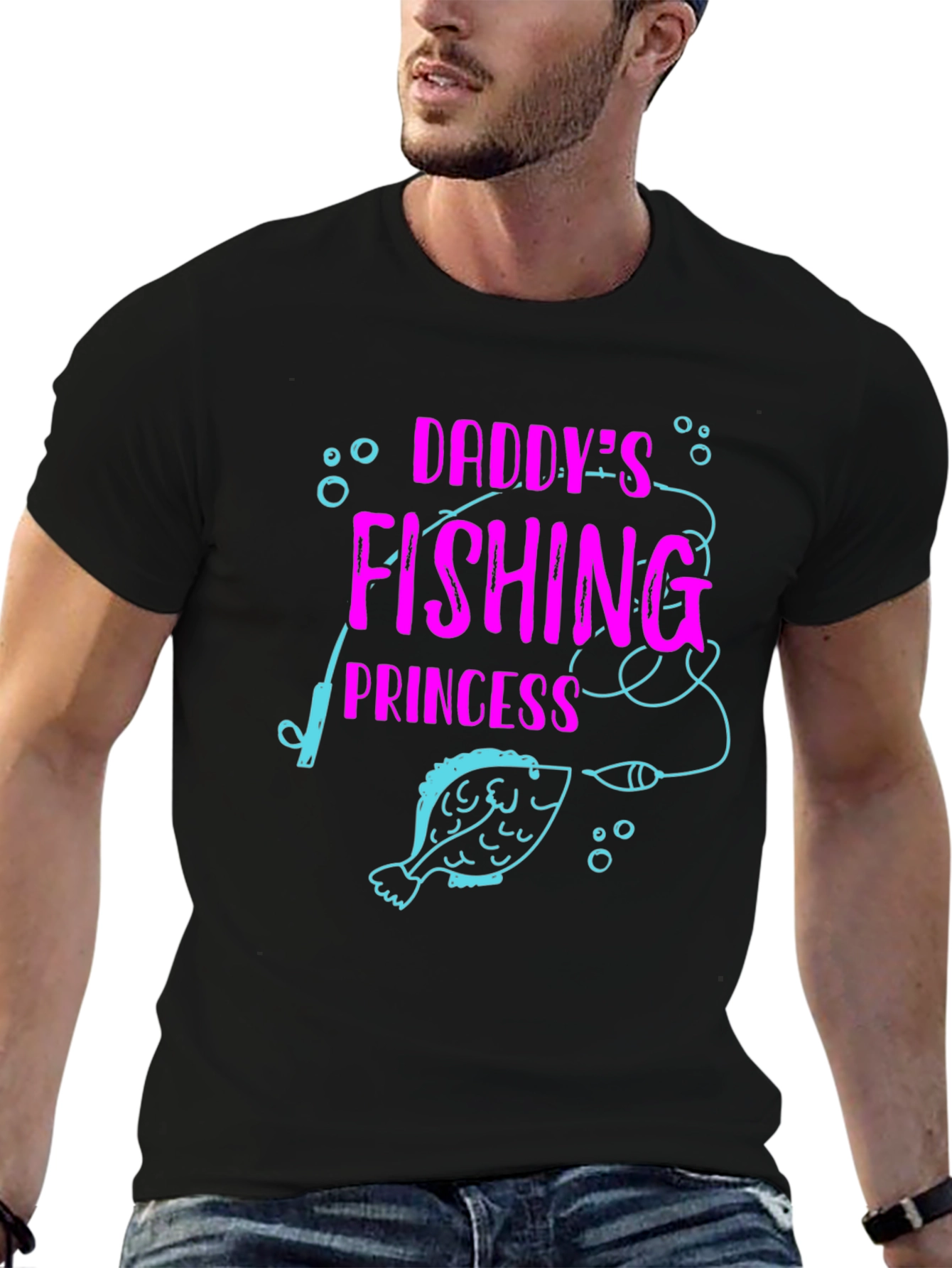 Daddys Fishing Princess Black T-Shirt