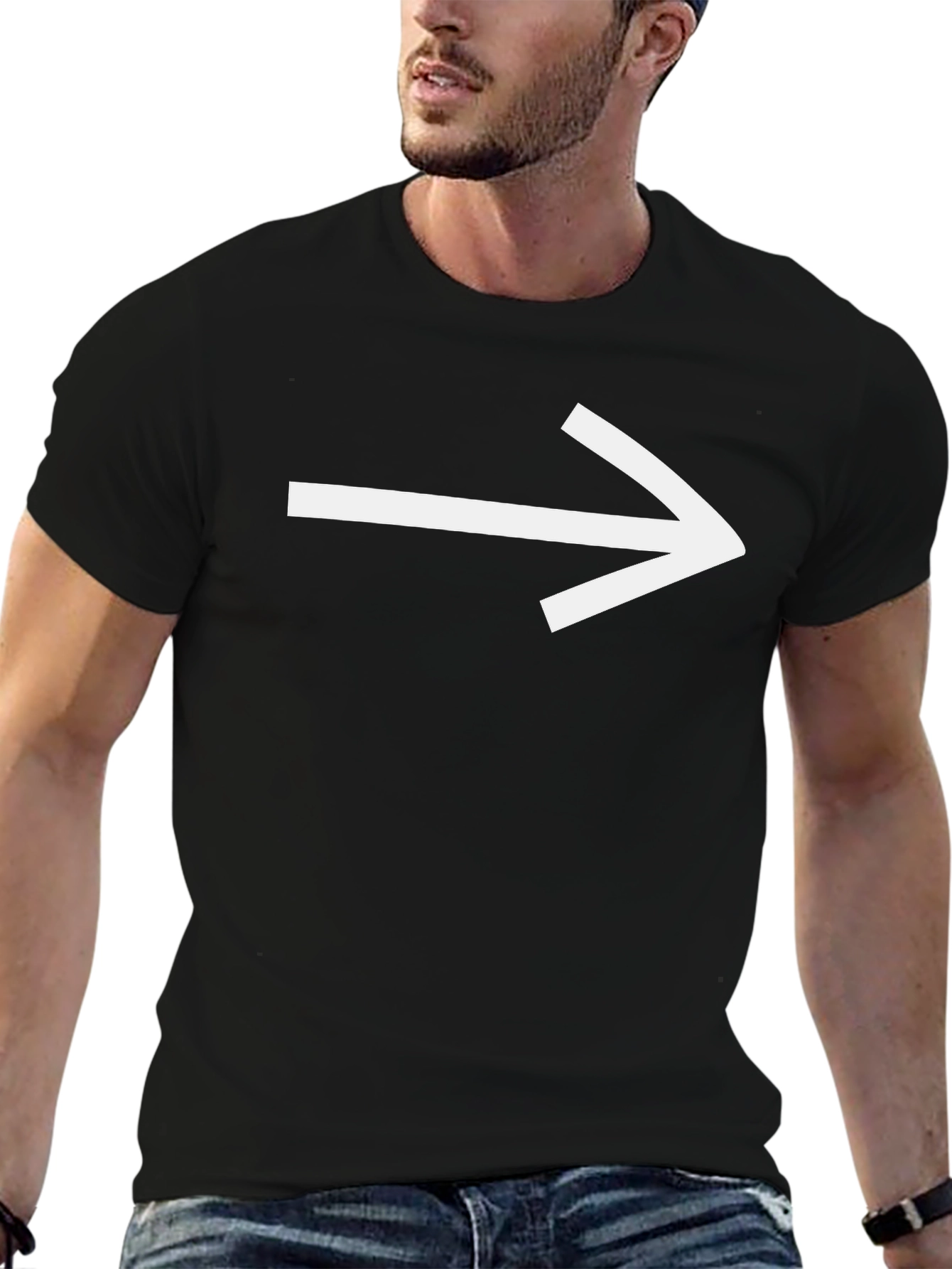 Right Arrow Graphic Tee - Black Cotton T-Shirt
