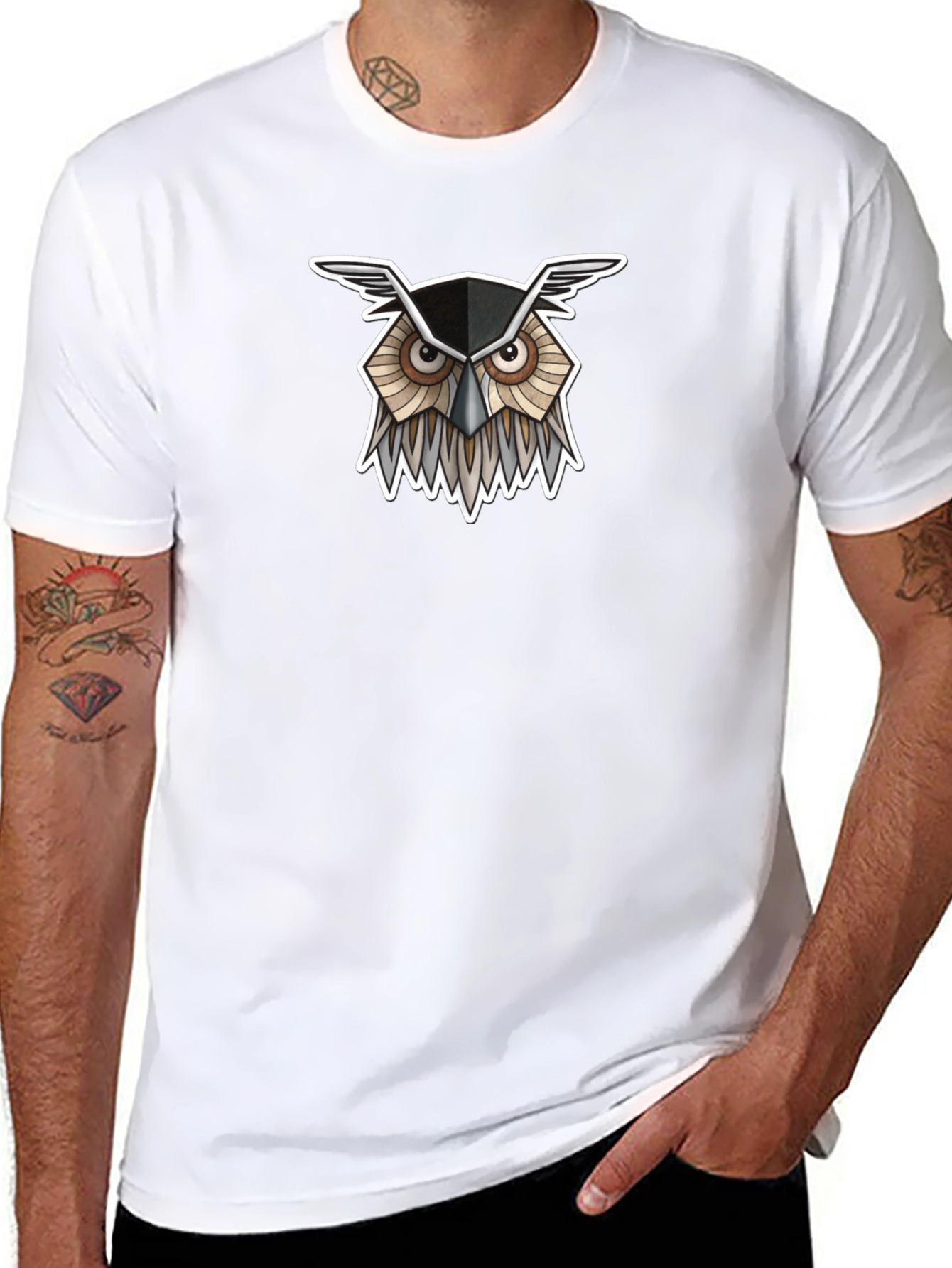 Cool Owl Graphic Tee - Black Cotton T-Shirt
