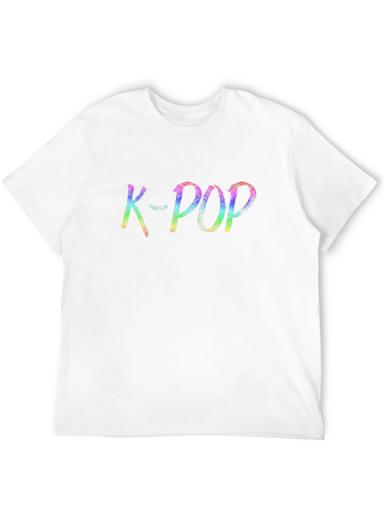K-POP Rainbow Text Graphic Black T-Shirt