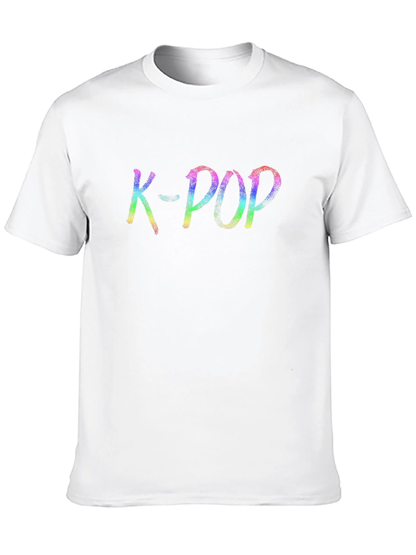 K-POP Rainbow Text Graphic Black T-Shirt