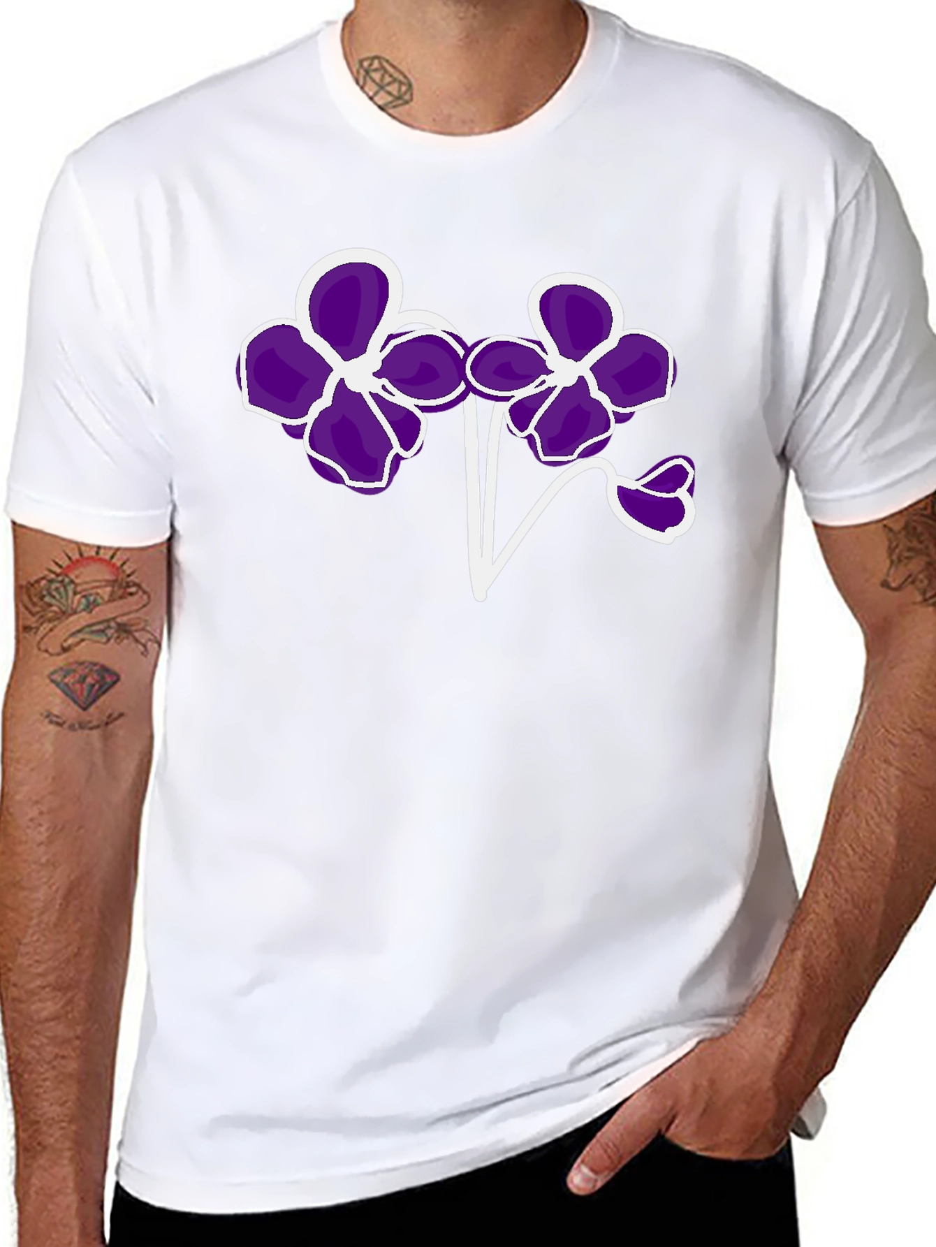 Floral T-Shirt - Bold Purple Flower Design