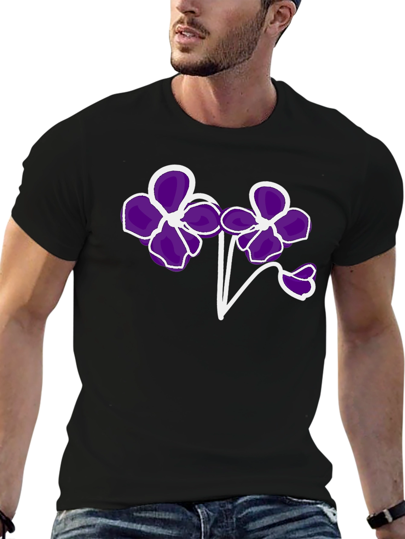 Floral T-Shirt - Bold Purple Flower Design