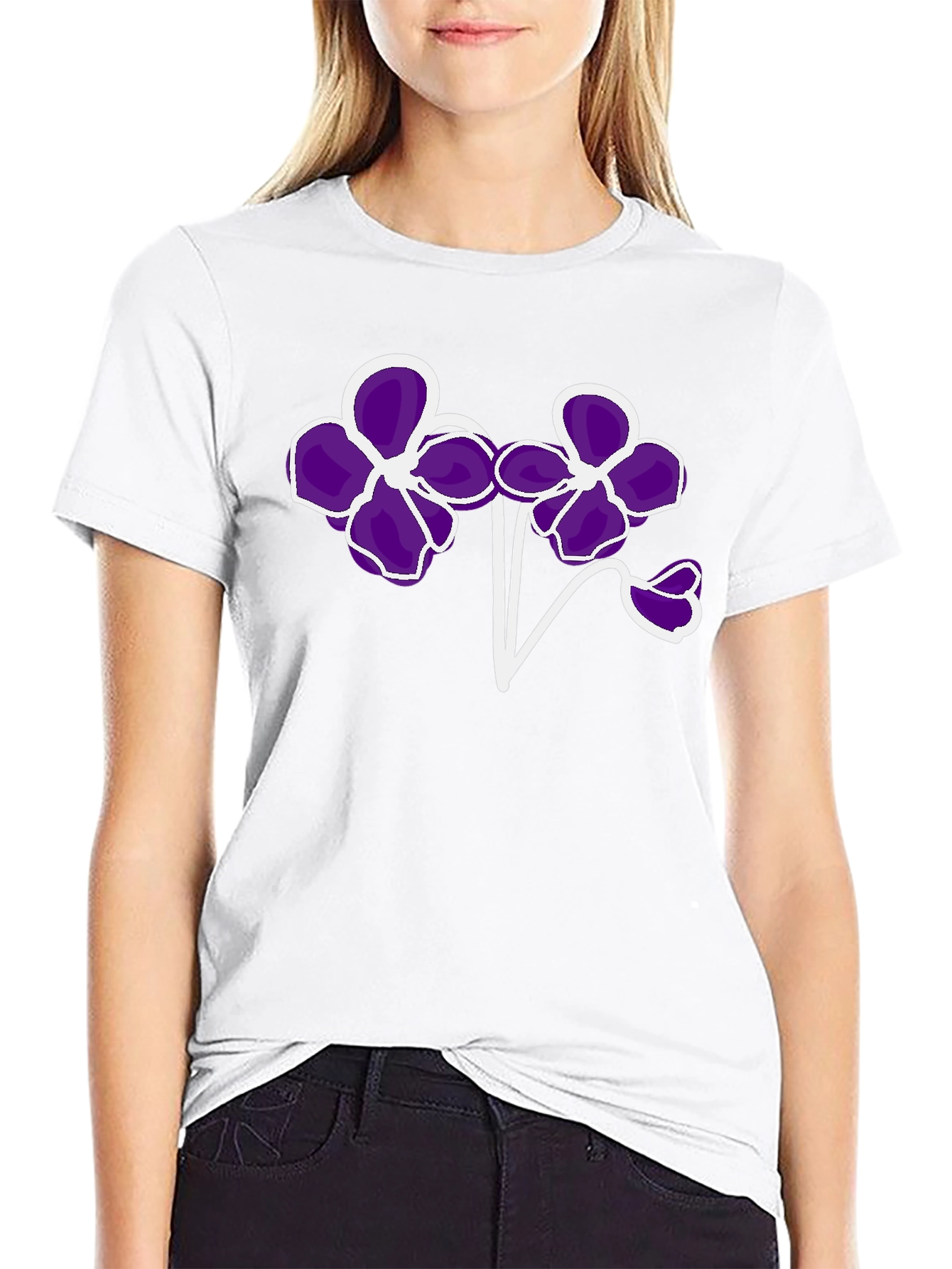 Floral T-Shirt - Bold Purple Flower Design