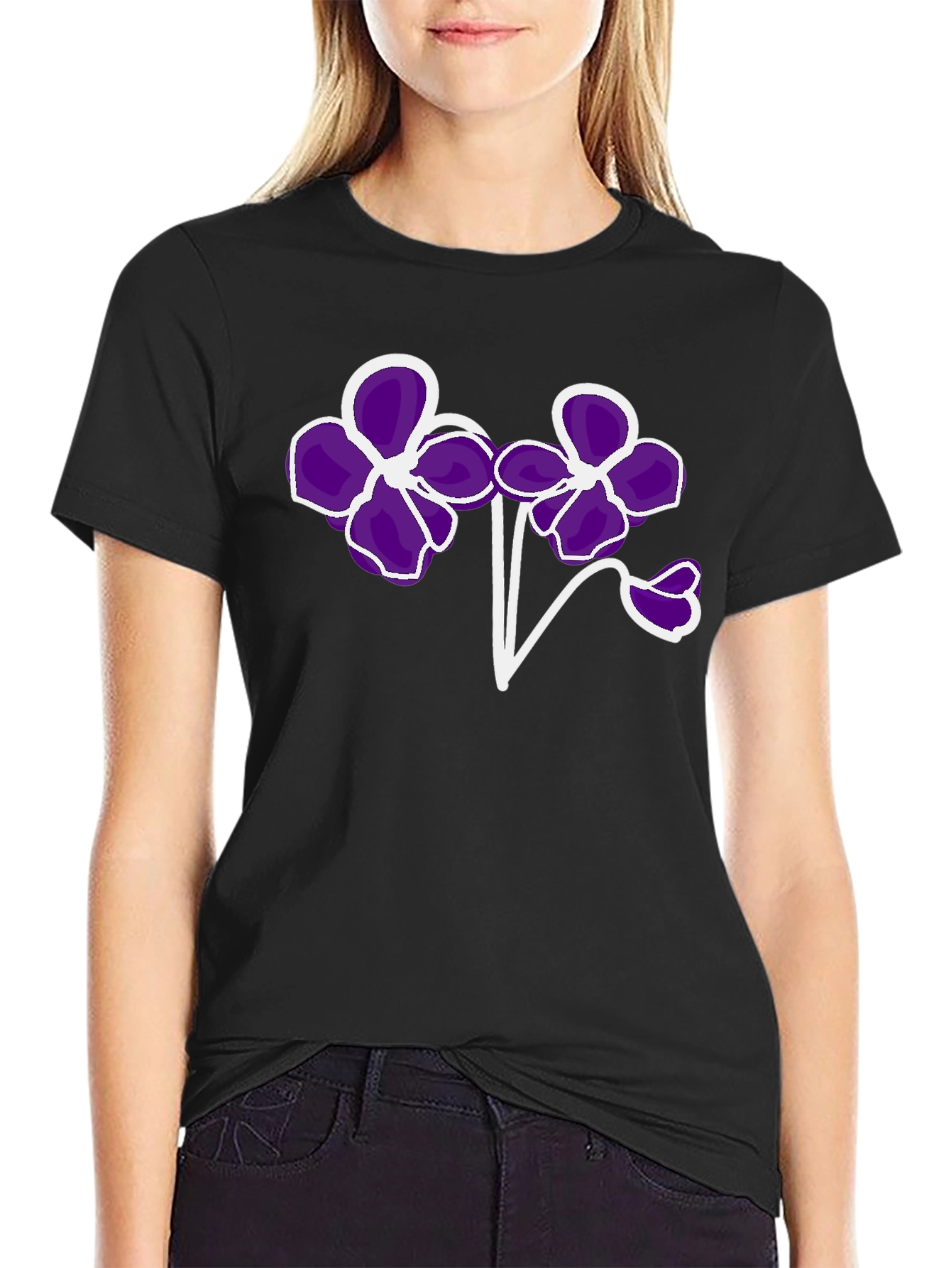 Floral T-Shirt - Bold Purple Flower Design