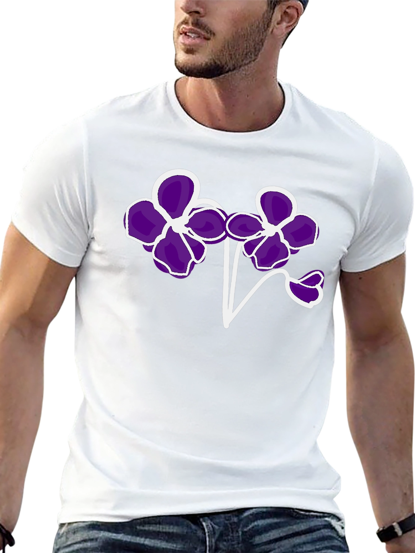 Floral T-Shirt - Bold Purple Flower Design