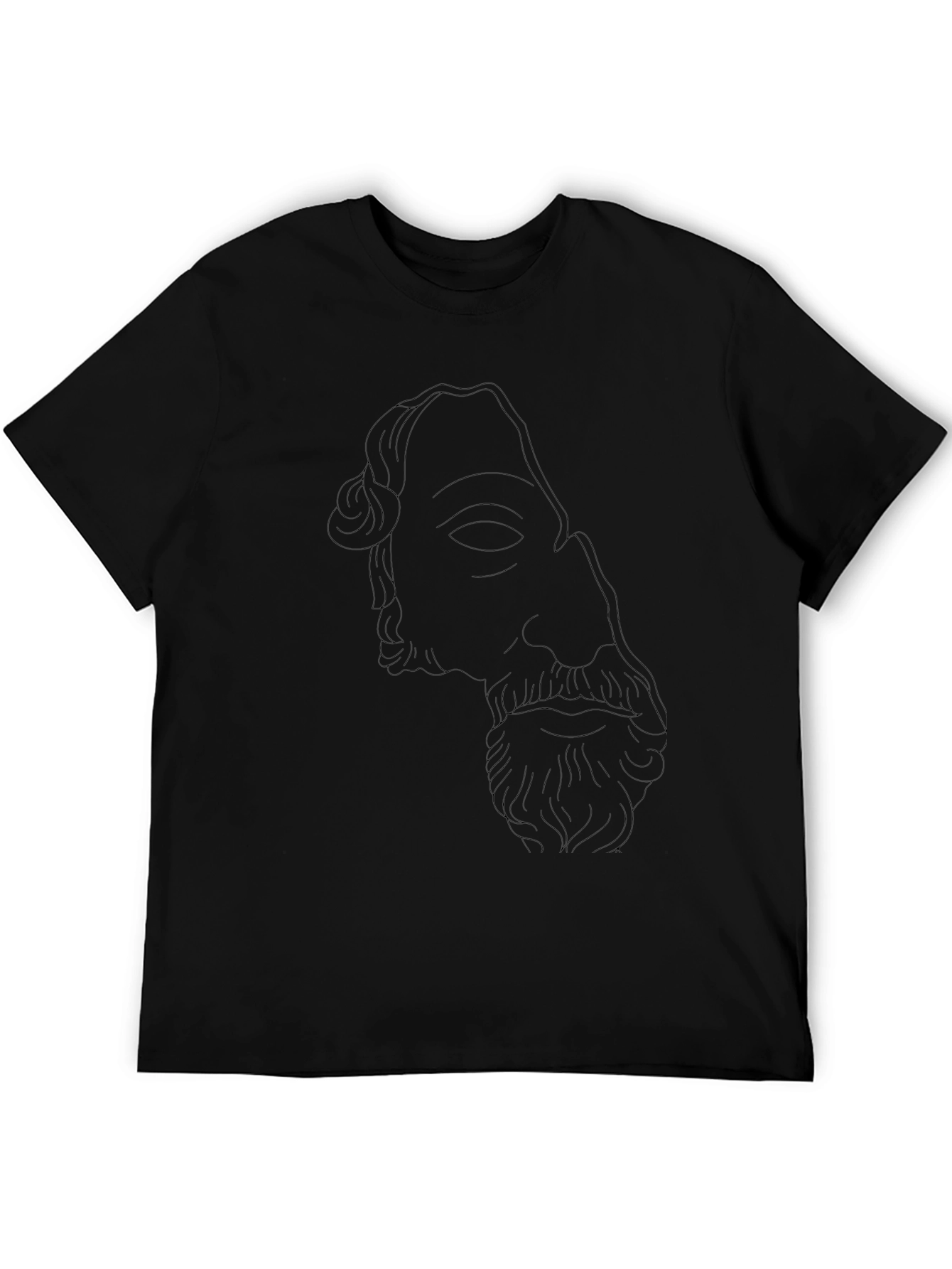 Mens Black T-Shirt with Ancient Bust Outline