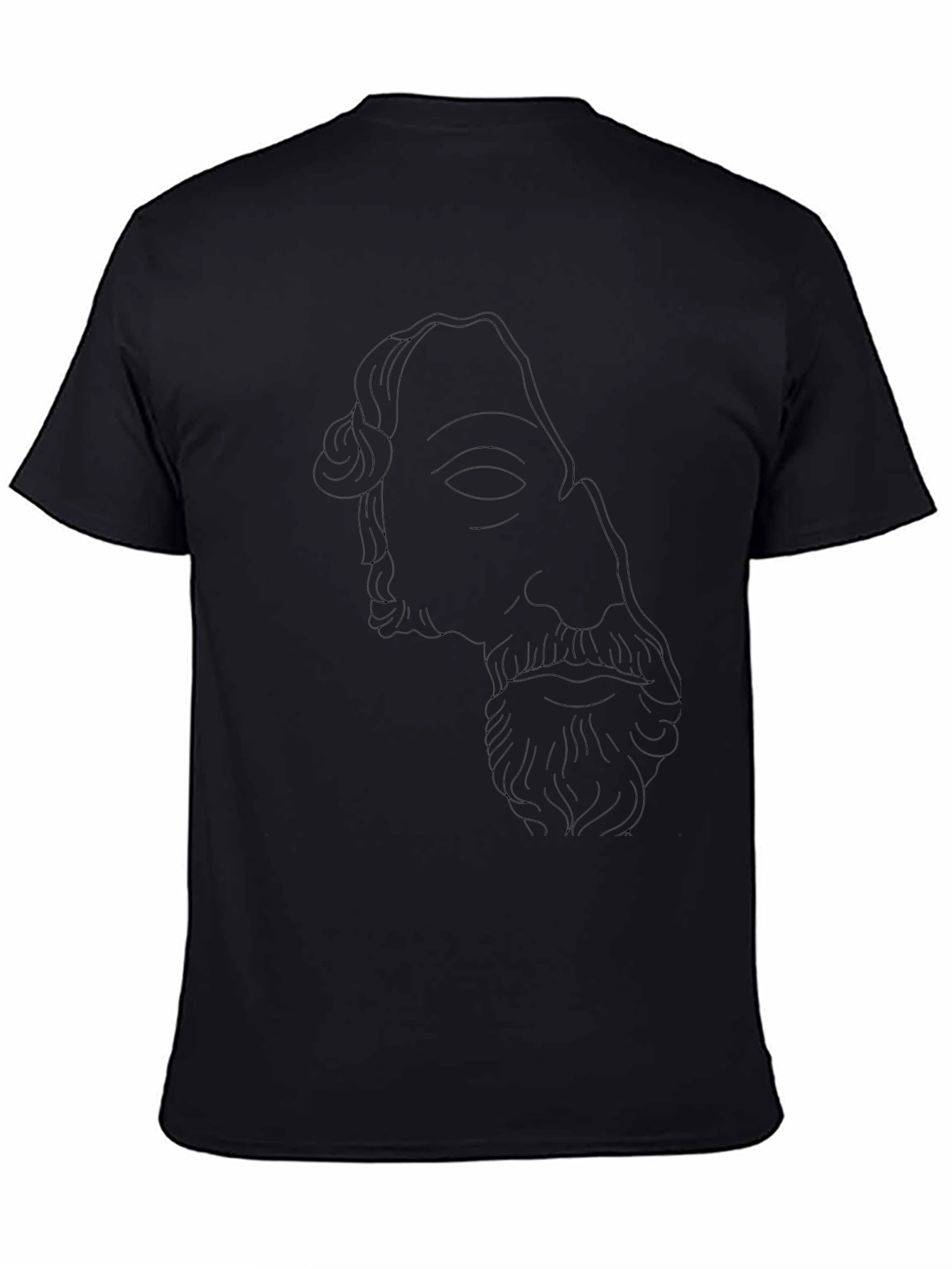 Mens Black T-Shirt with Ancient Bust Outline