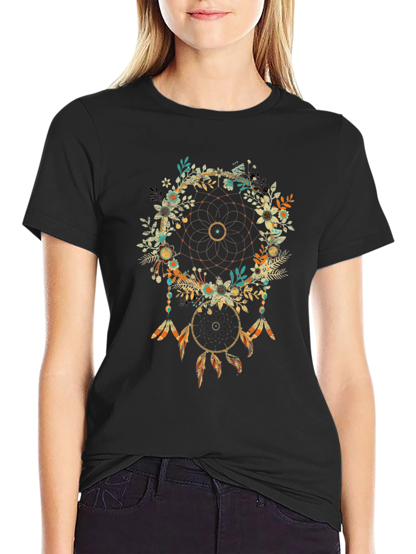 Dreamcatcher Graphic Print Tee - Boho Chic Style