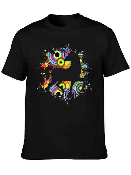 Black T-Shirt with Retro Unicorn Design