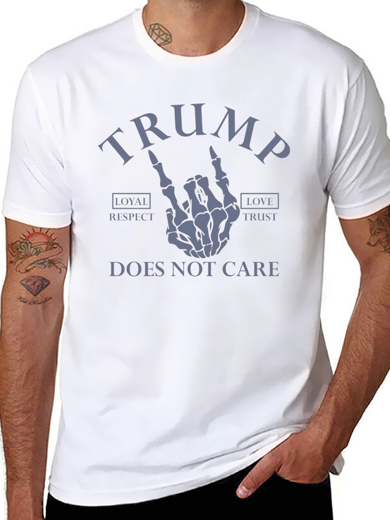 Trump Skeleton Hand Graphic Tee - Does Not Care