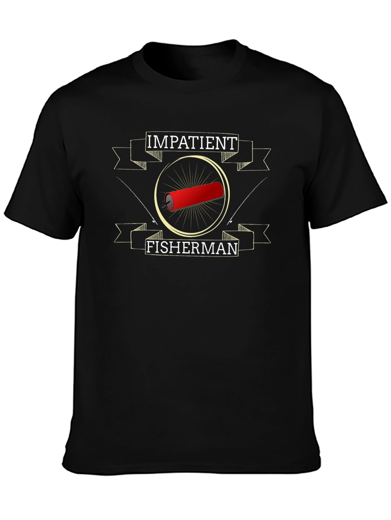 Impatient Fisherman Graphic T-Shirt - Black