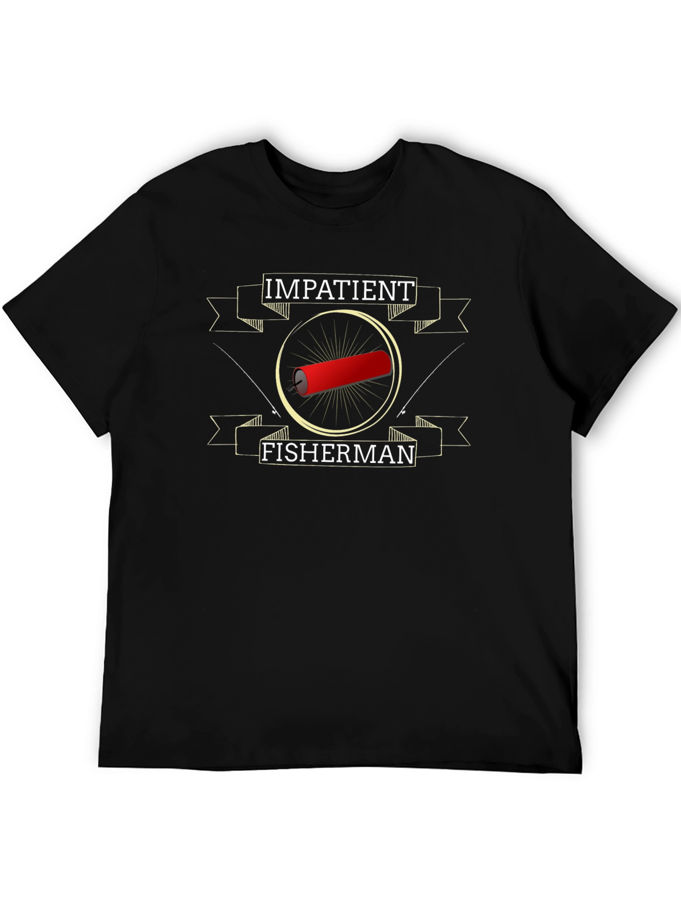 Impatient Fisherman Graphic T-Shirt - Black