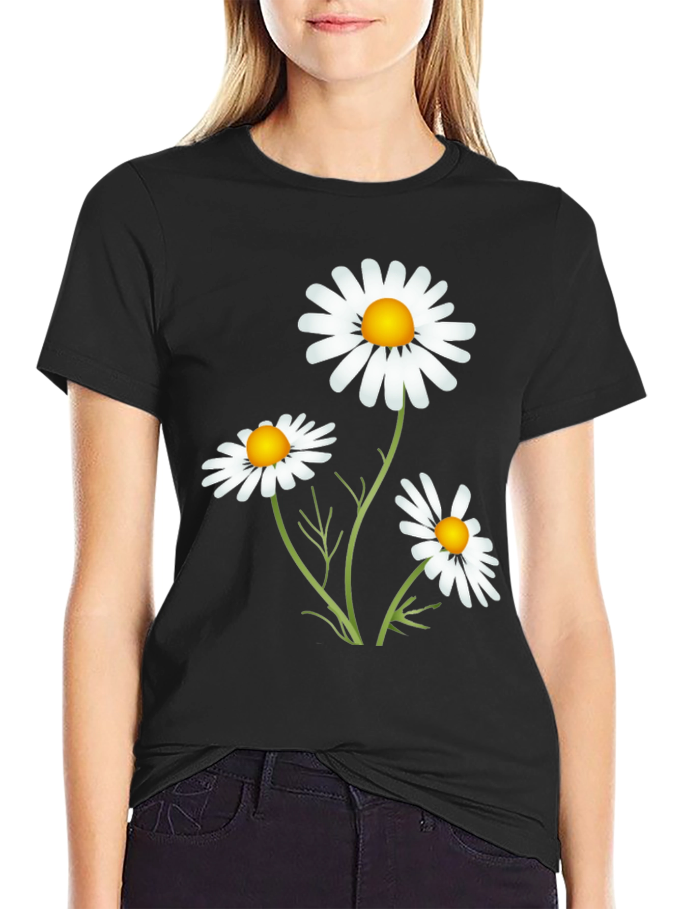 Daisy Graphic T-Shirt - Casual Black Tee