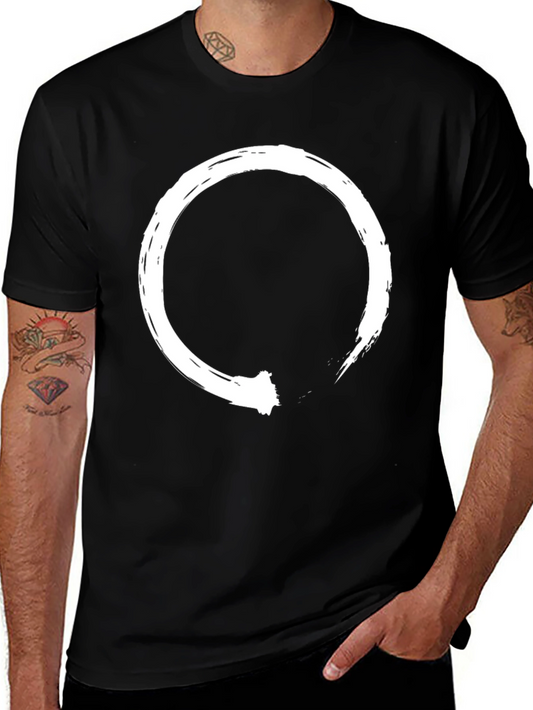 Black T-Shirt with White Enso Circle Design