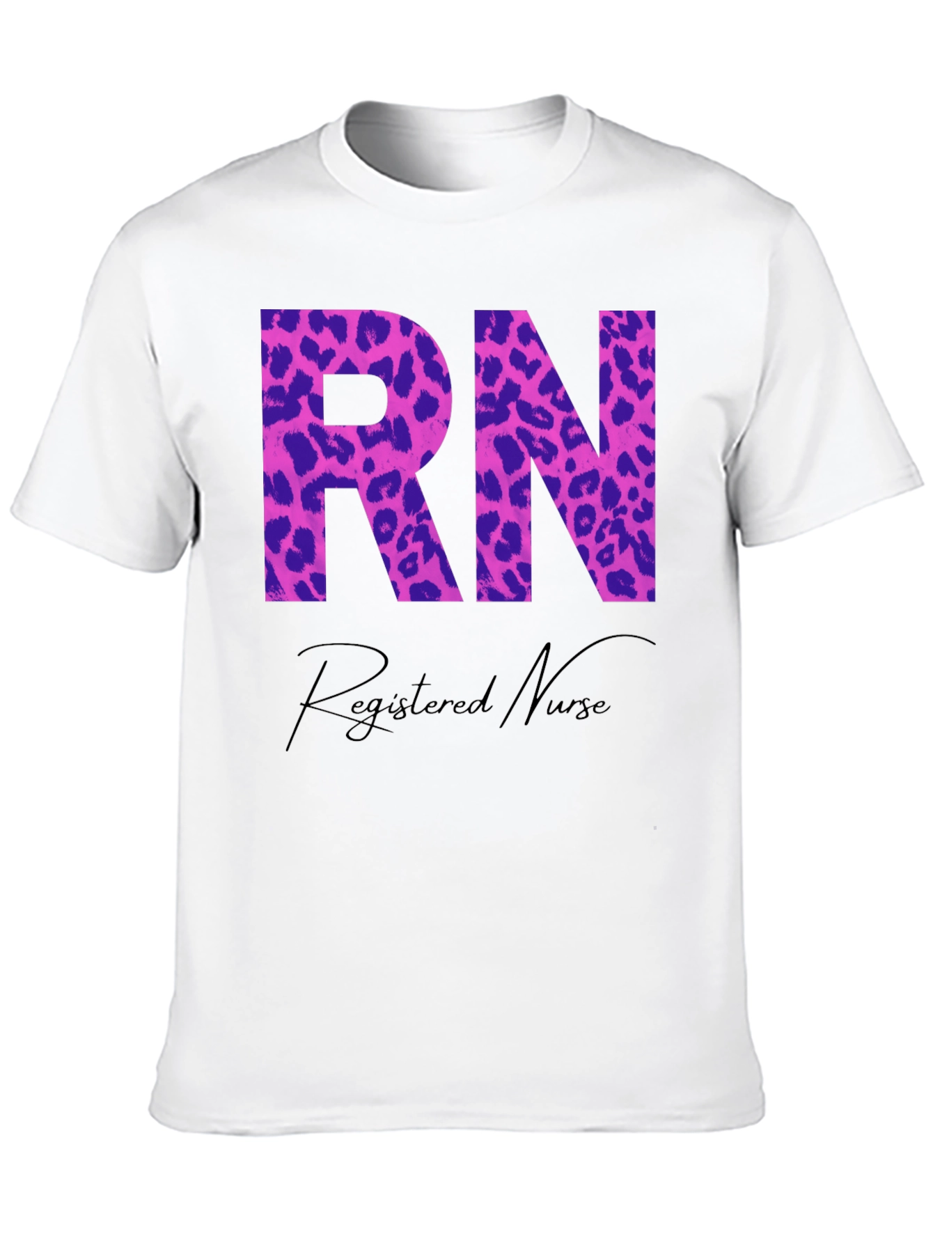 RN Registered Nurse Leopard Print Graphic T-Shirt