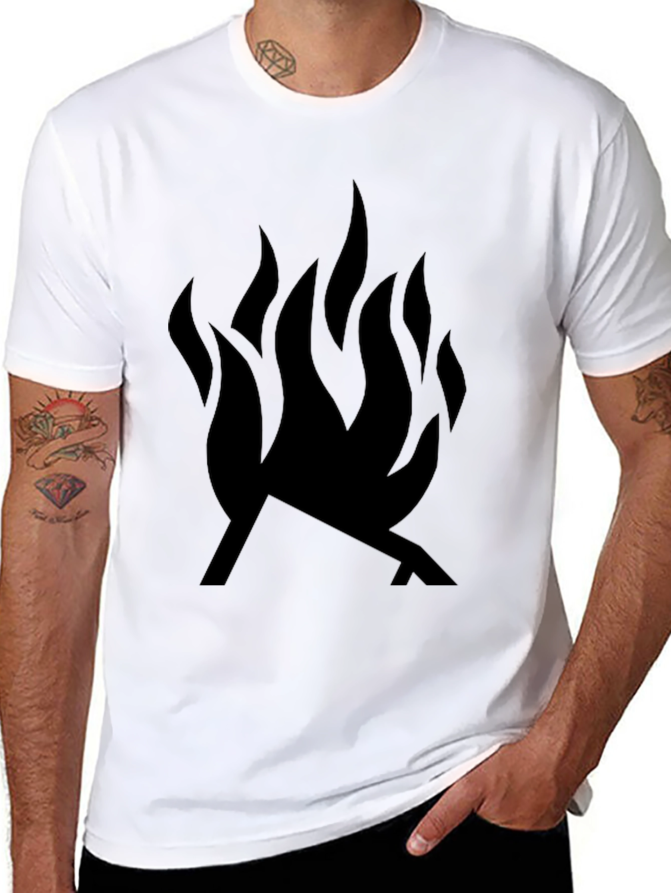 Black Tee with Campfire Graphic