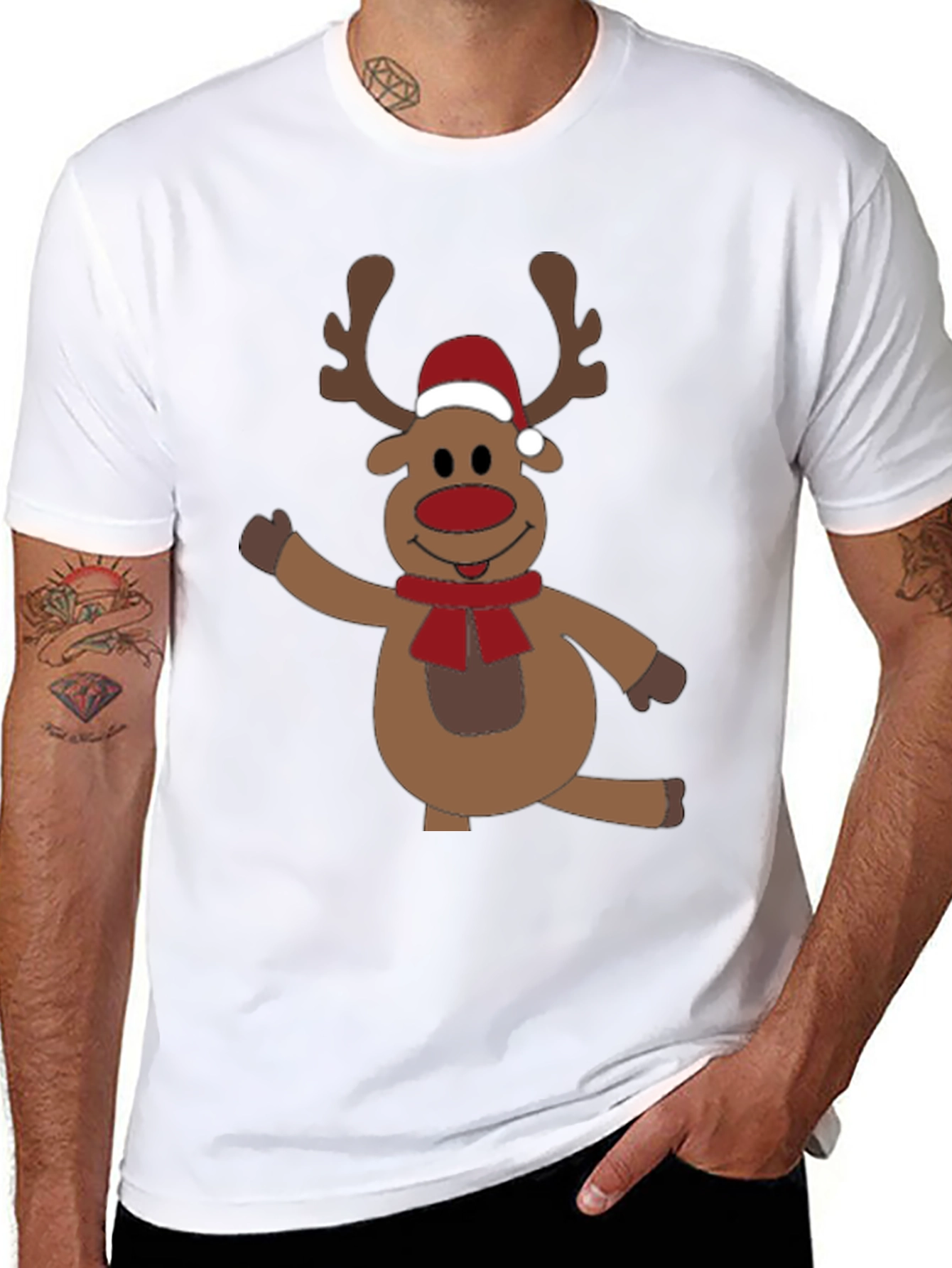 Festive Reindeer Graphic Tee - Holiday Fun