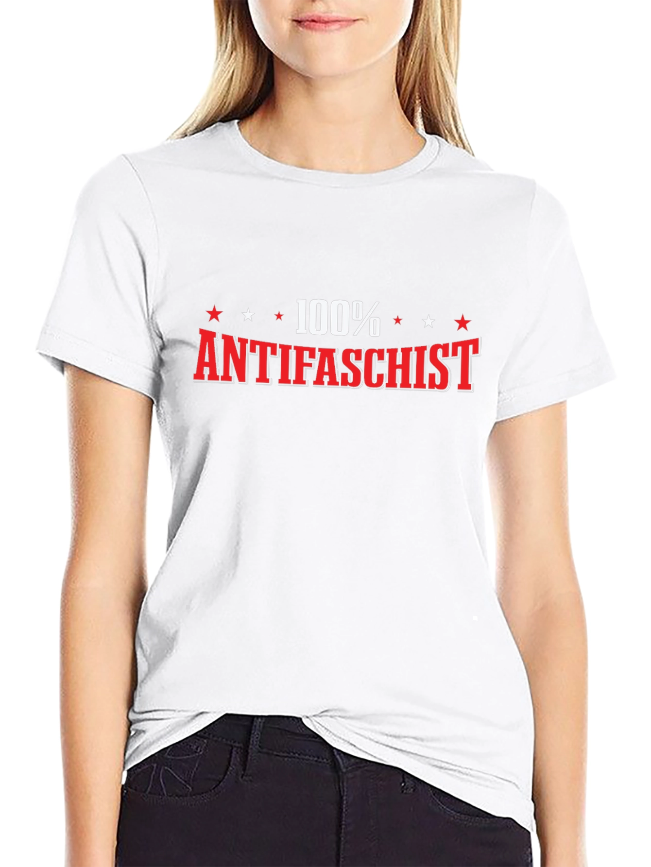 100% Antifascist Black T-Shirt - Bold Statement Tee