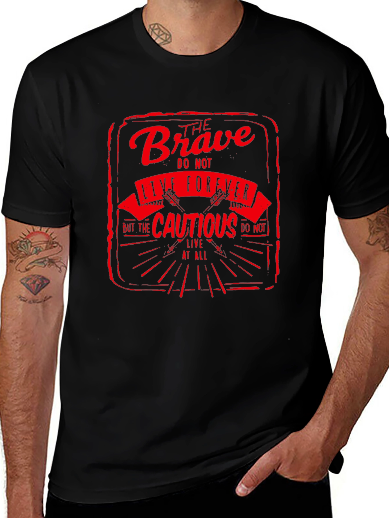 The Brave Live Forever Black Graphic Tee
