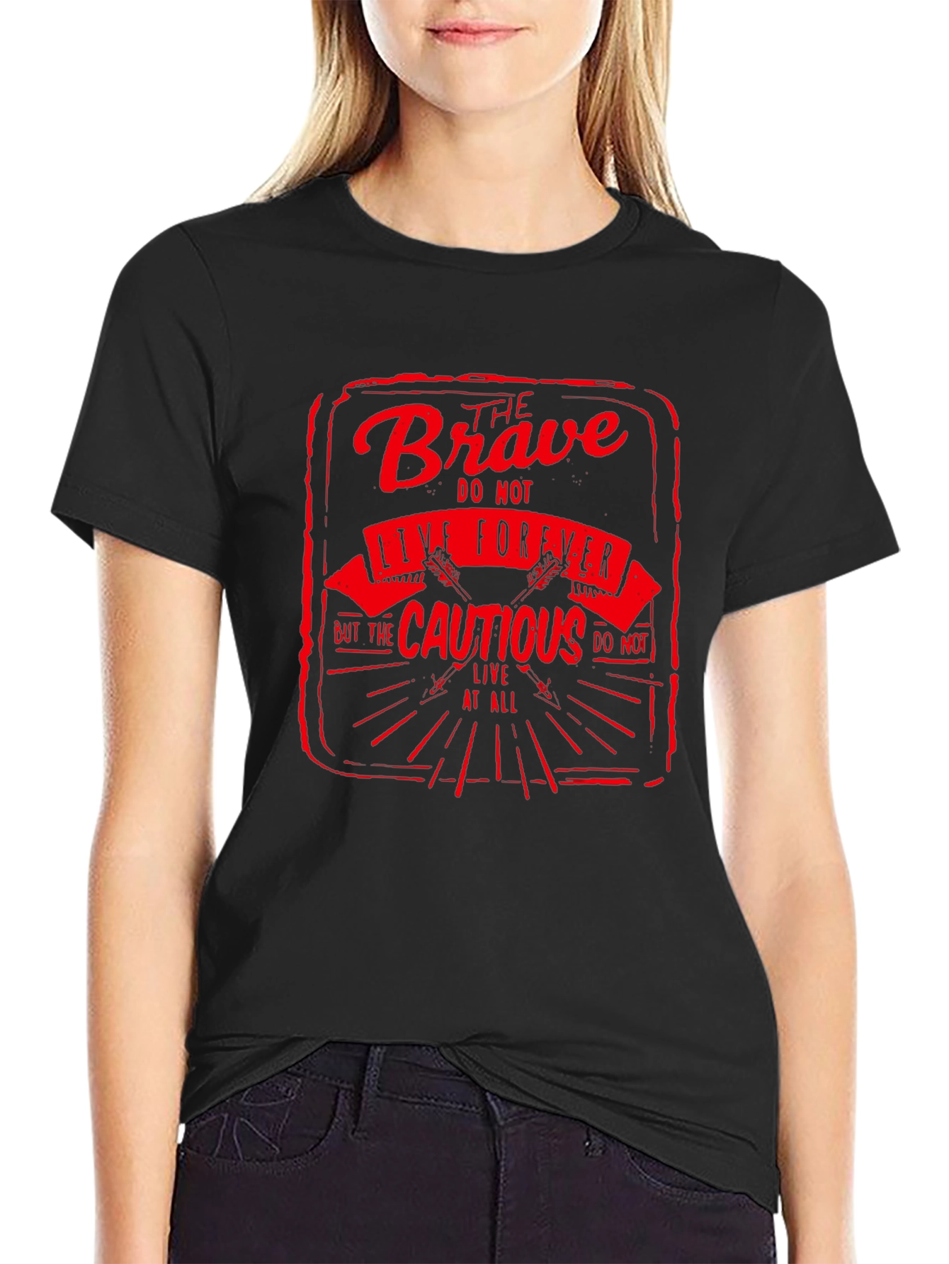 The Brave Live Forever Black Graphic Tee