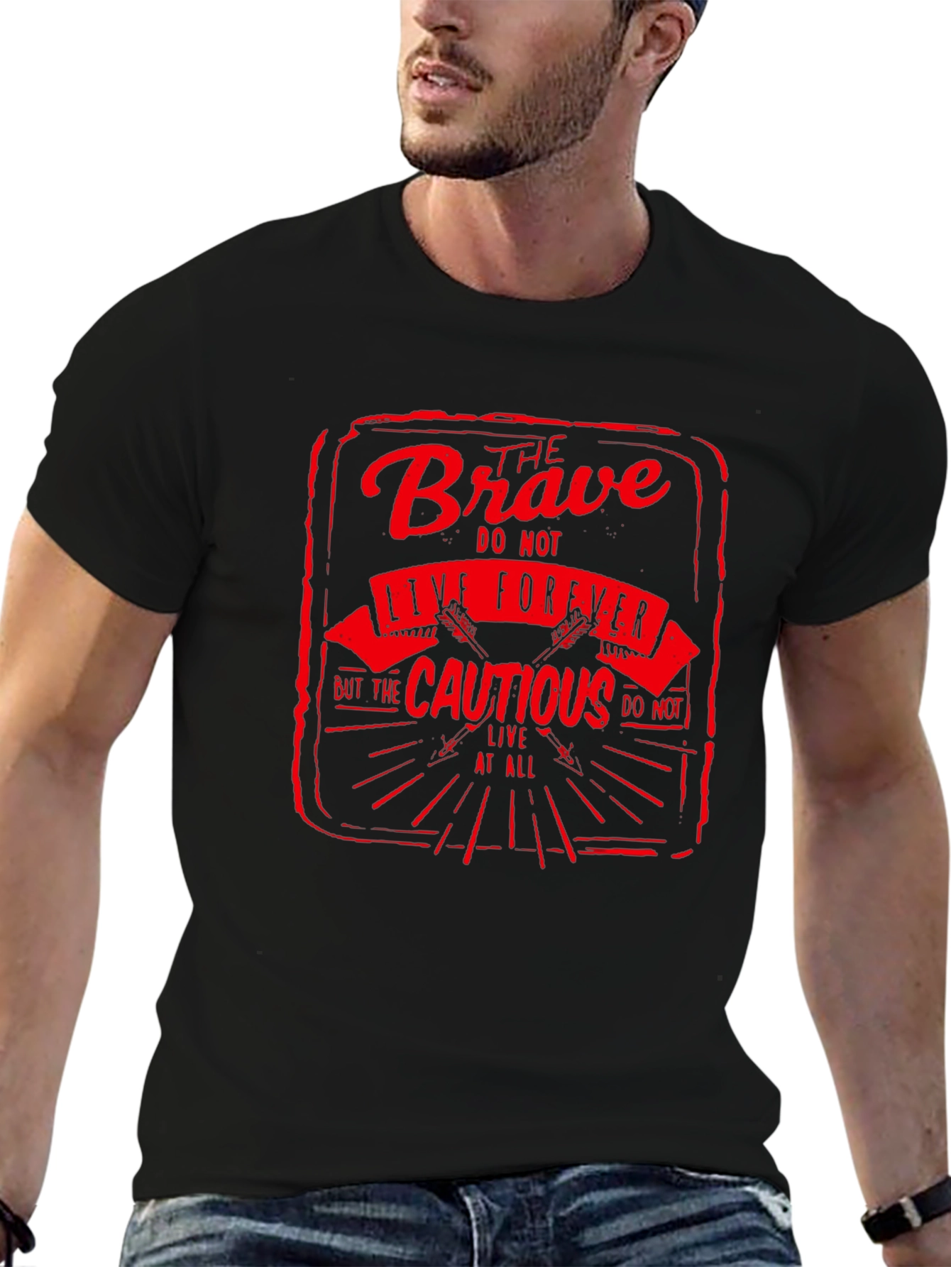 The Brave Live Forever Black Graphic Tee