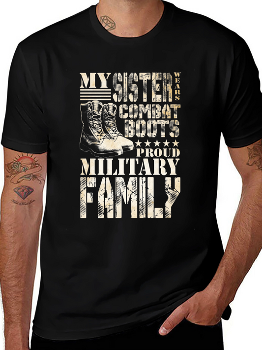 Military Family Sister Combat Boots T-Shirt