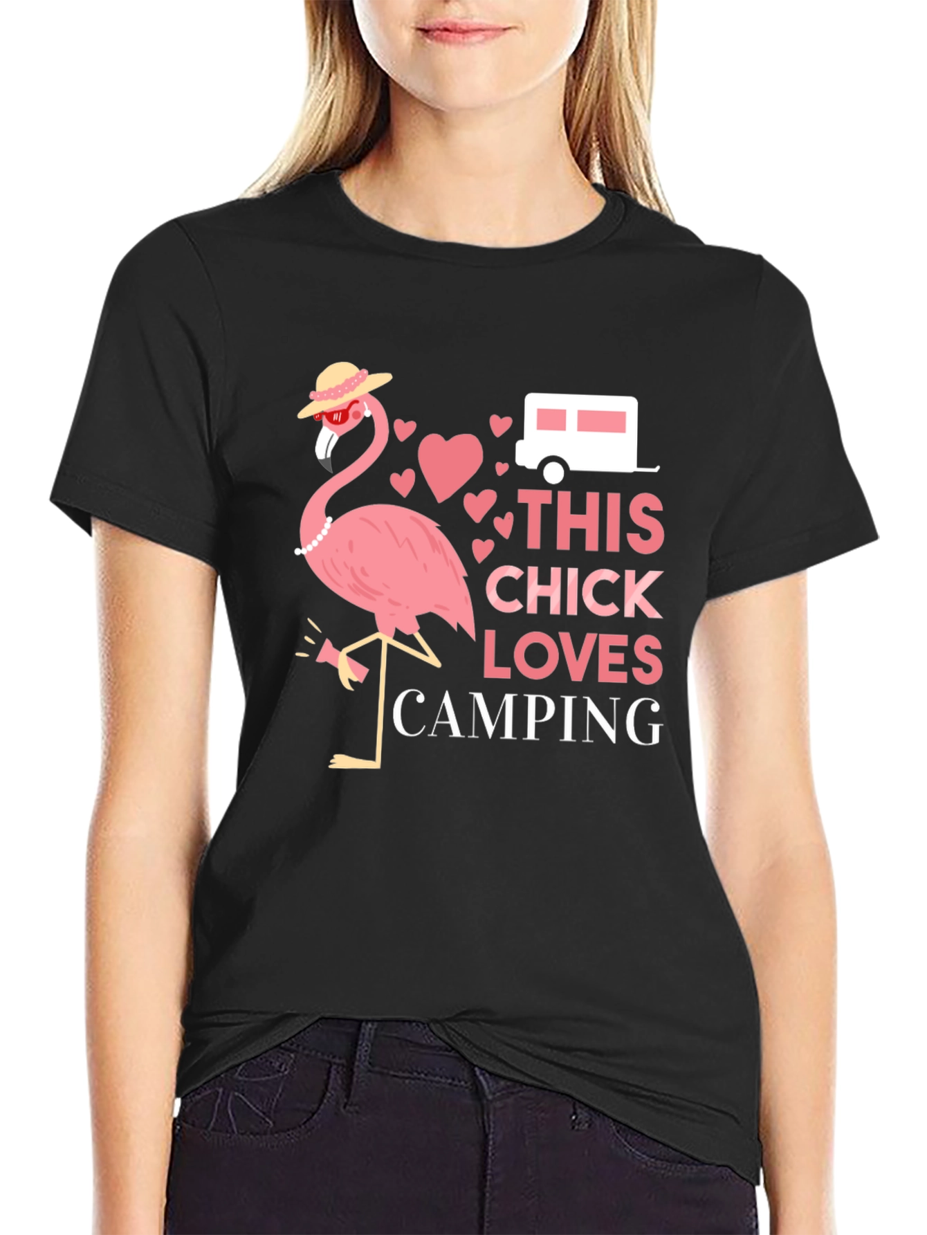 Funny Camping Flamingo Graphic Tee