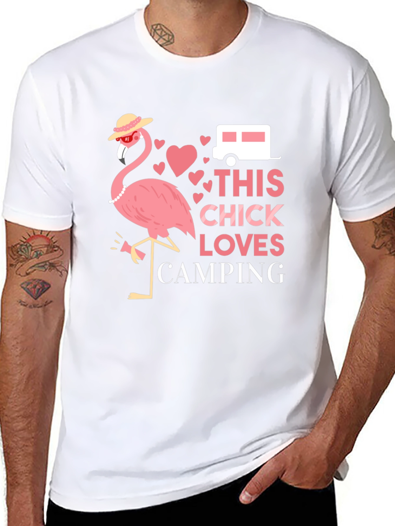 Funny Camping Flamingo Graphic Tee