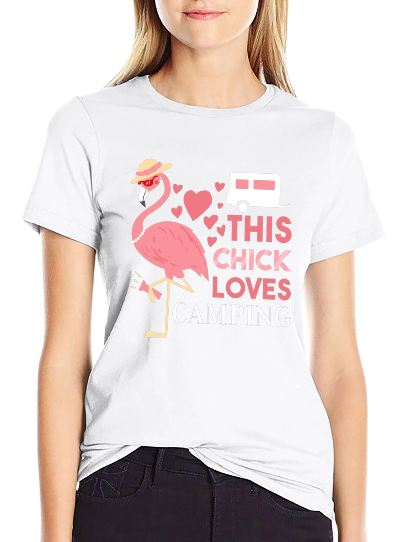 Funny Camping Flamingo Graphic Tee