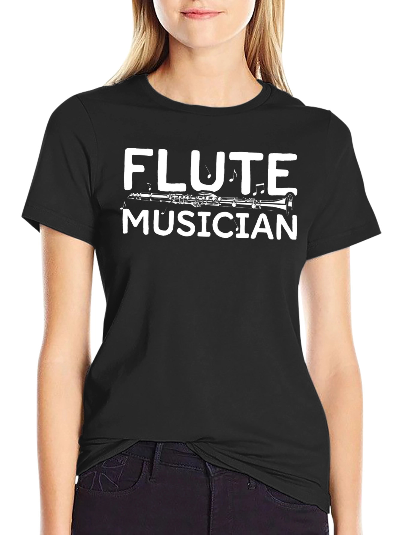 Flute Musician Black T-Shirt