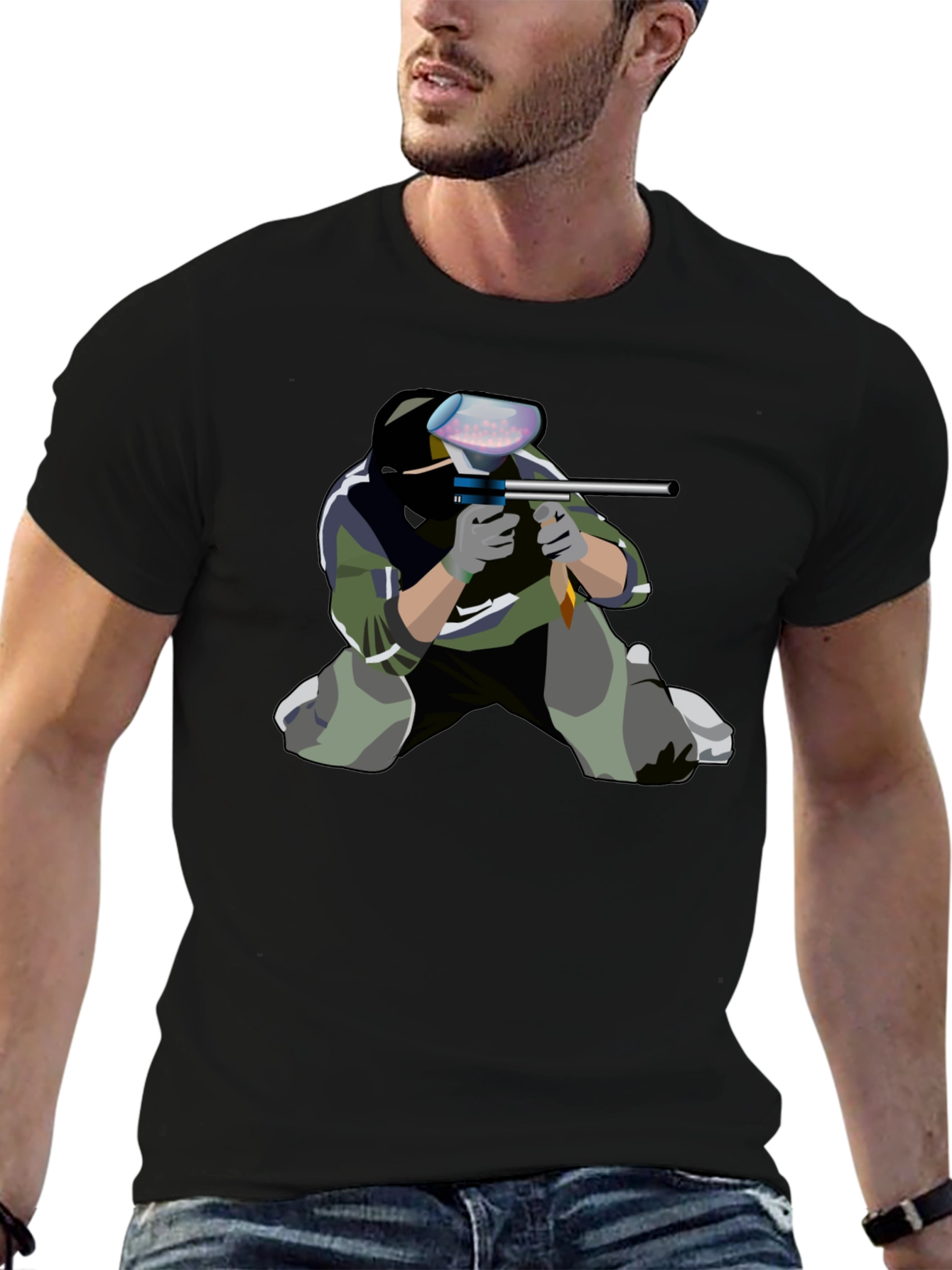 Paintball Player Graphic T-Shirt