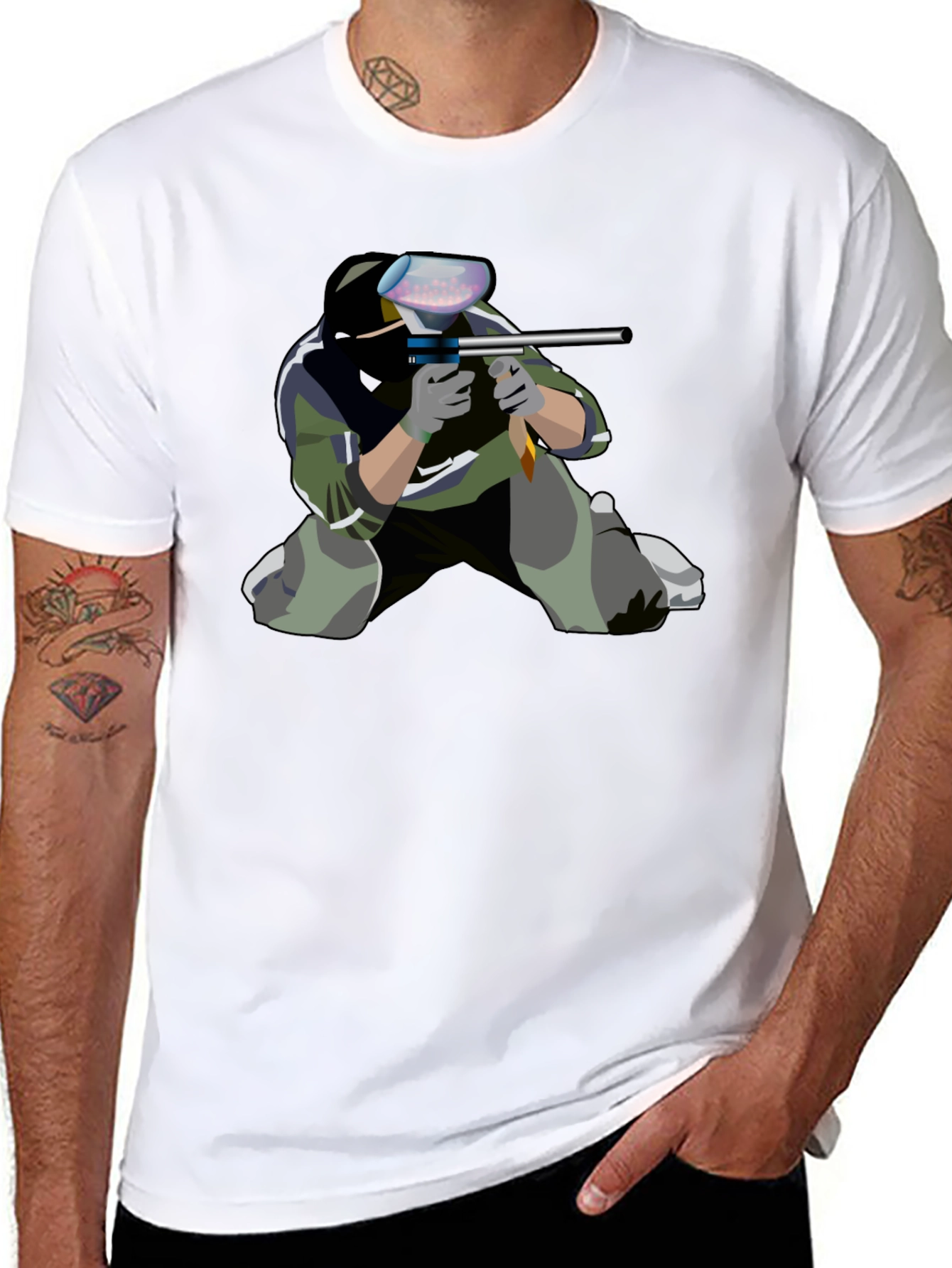Paintball Player Graphic T-Shirt