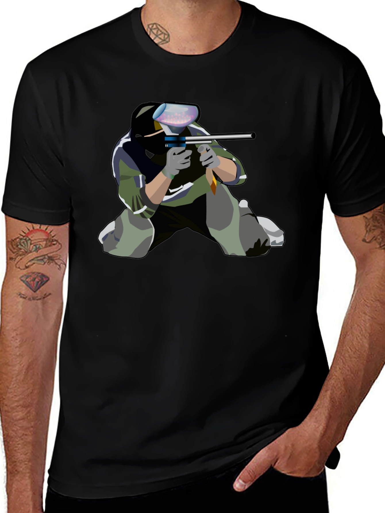 Paintball Player Graphic T-Shirt