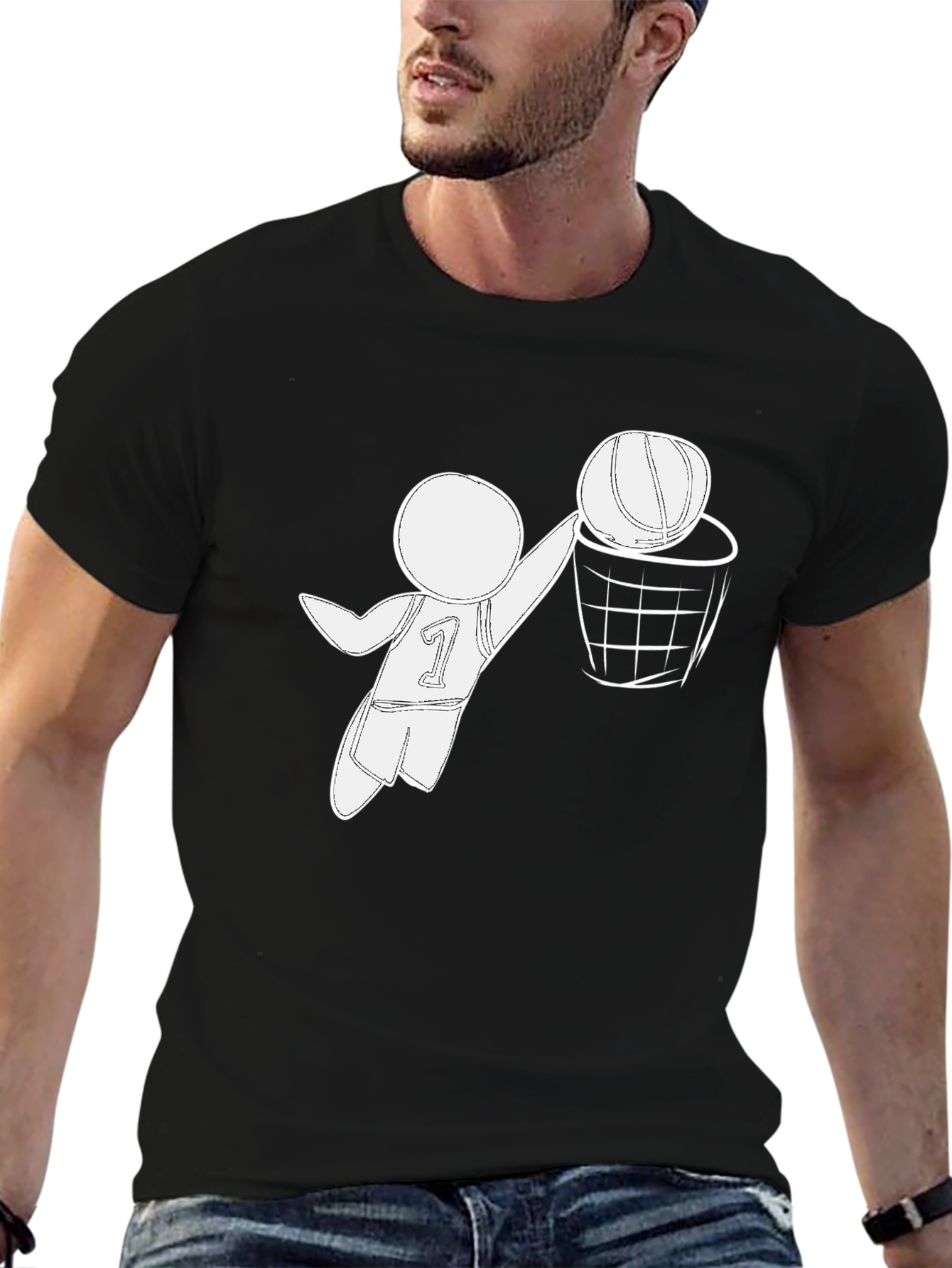 Basketball Player Graphic T-Shirt - Black