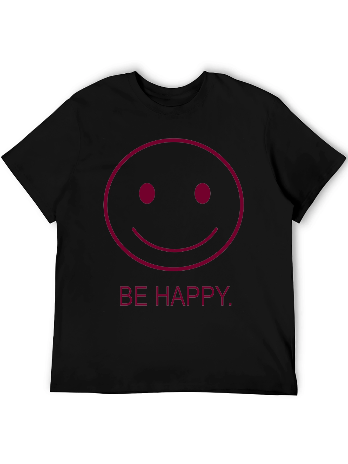 Be Happy Graphic Tee - Smiley Face Black T-Shirt